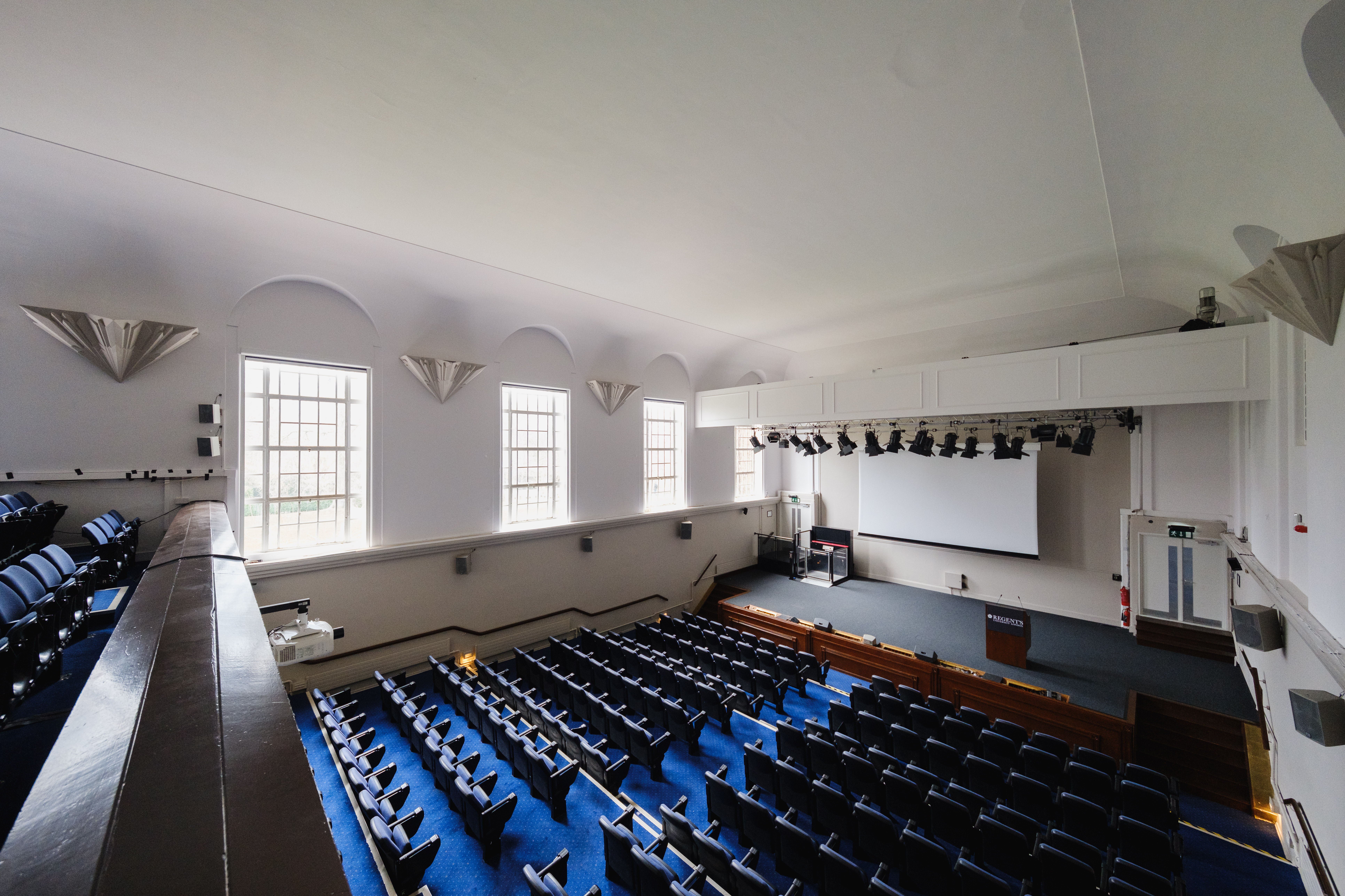 Tuke Hall auditorium with tiered seating for events and presentations in Regent's Events.