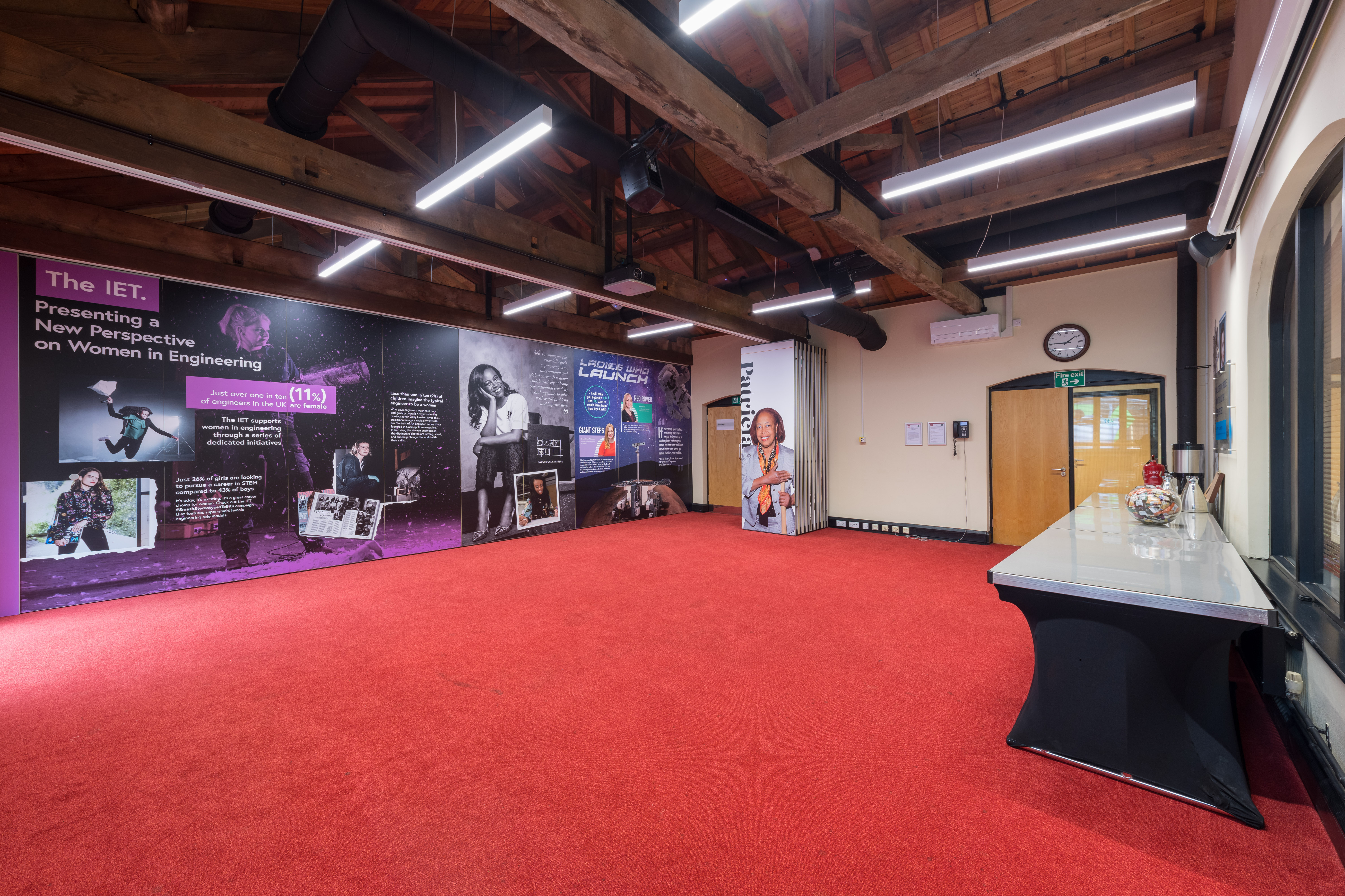 Lodge Rooms at IET Birmingham with red carpet, ideal for meetings and workshops.