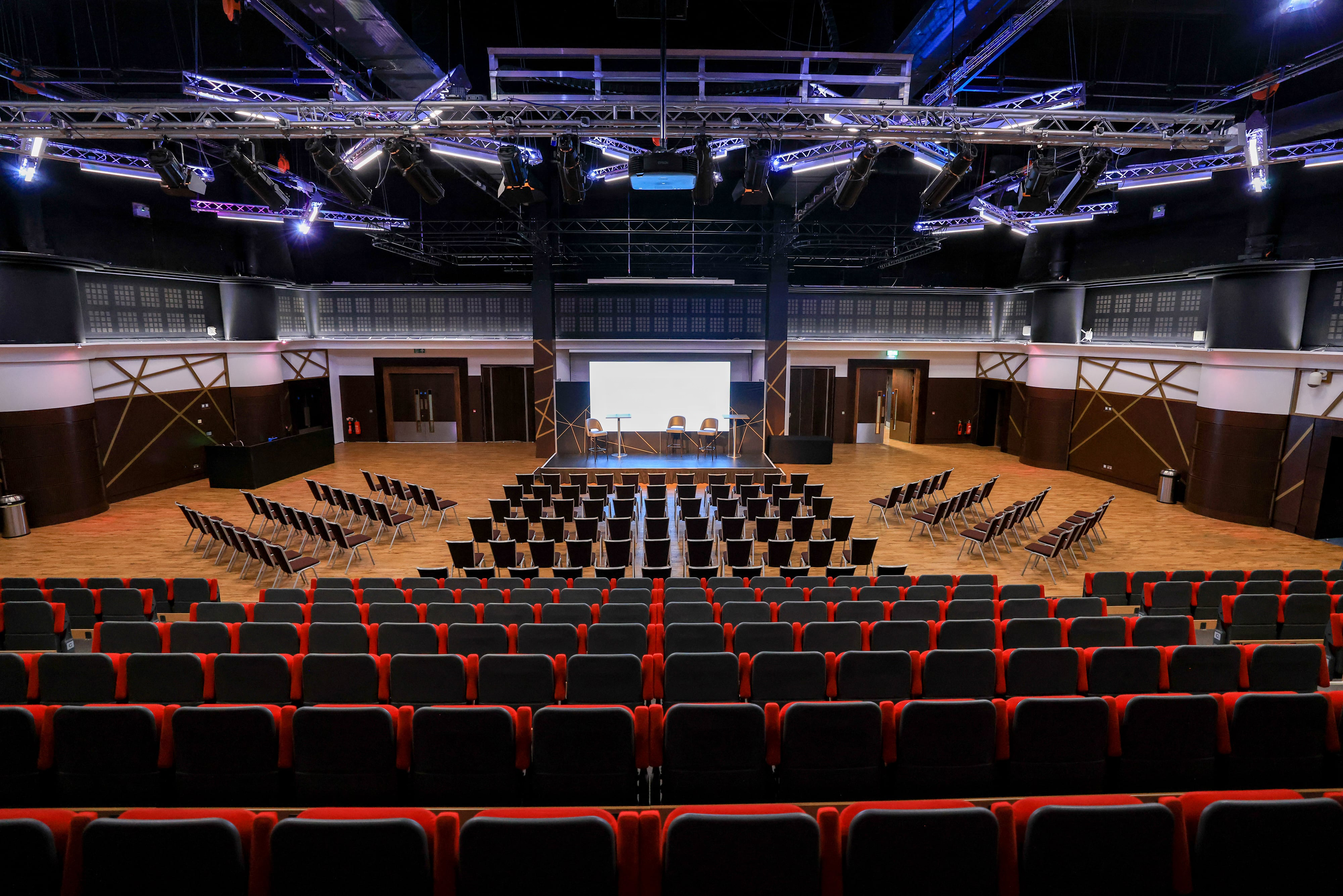 Live Room at Allianz Stadium, Twickenham: tiered seating for corporate events and presentations.