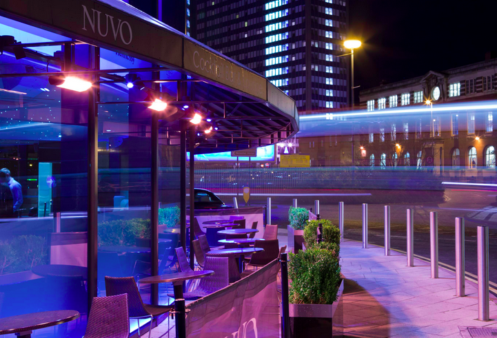 Vibrant outdoor venue at Nuvo's Late Lounge, perfect for evening networking events.