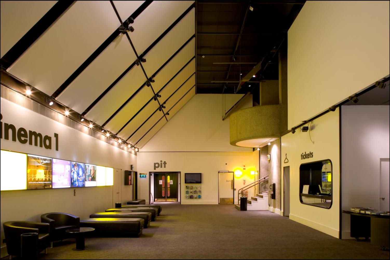 Modern Cinema 1 lobby at Barbican Centre, ideal for events and screenings.