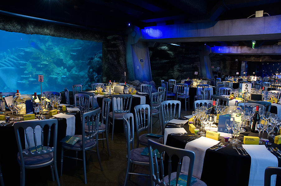 Elegant dining area in SEA LIFE London Aquarium, perfect for events and gatherings.