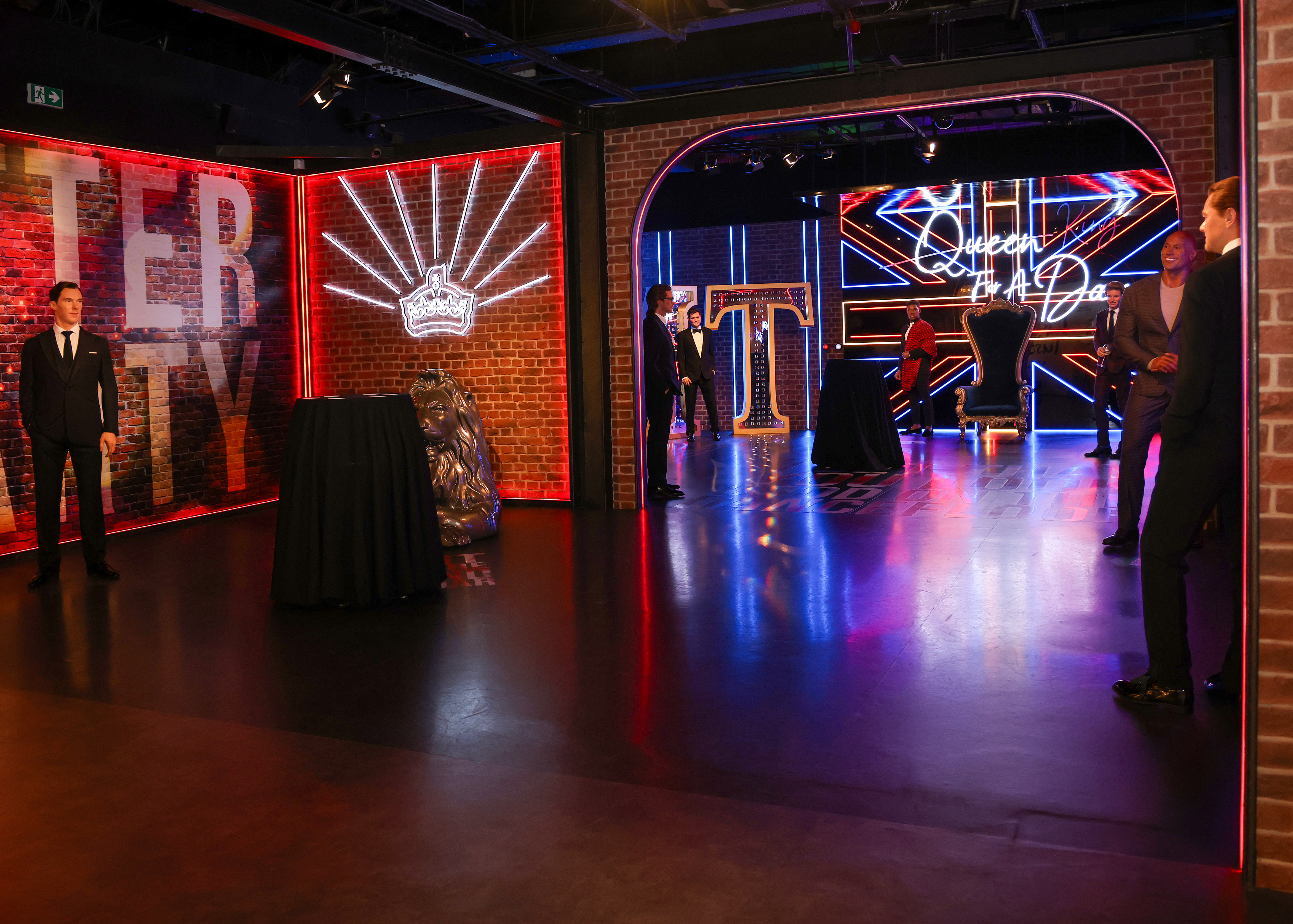 Vibrant party space at Madame Tussauds with dynamic lighting for celebrations and networking.