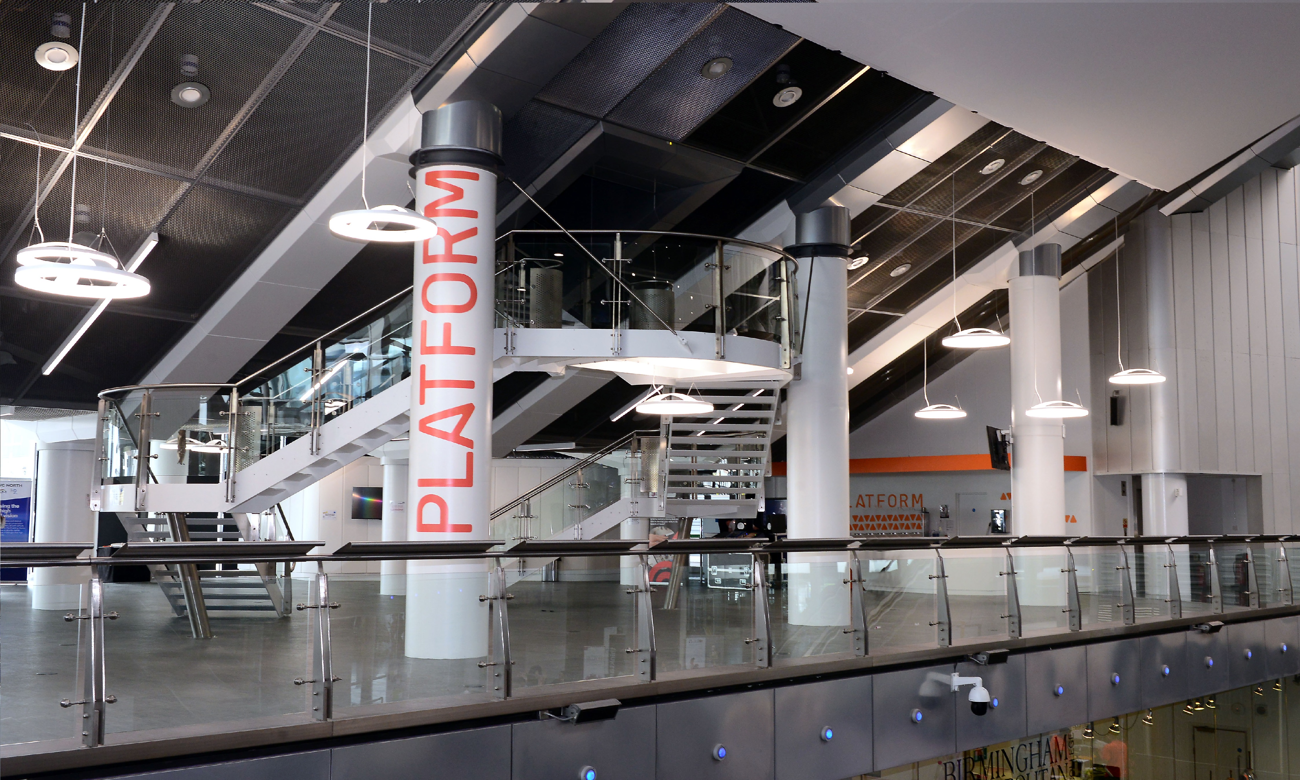 Modern PLATFORM event space at Millennium Point with sleek design for conferences and networking.