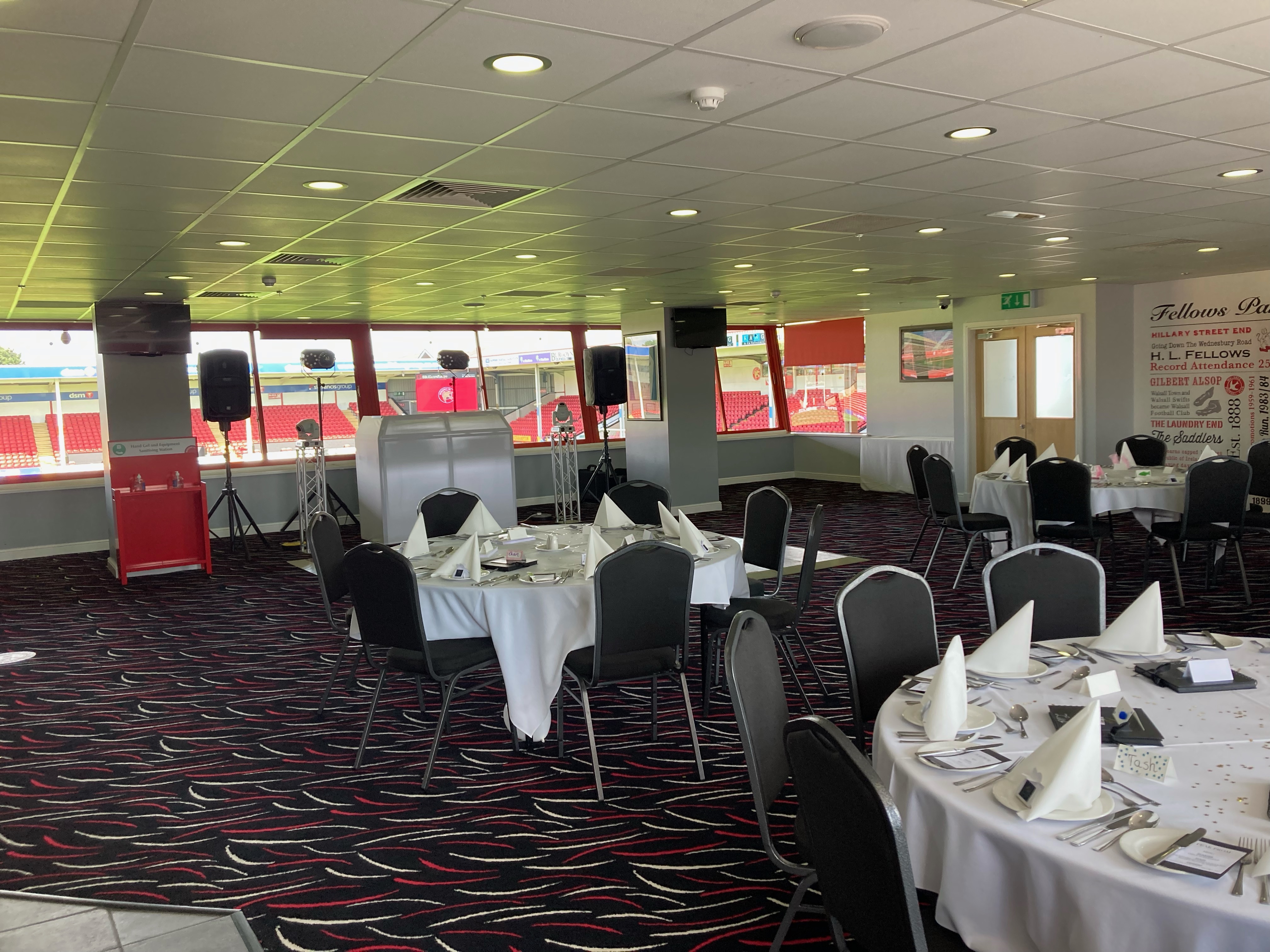 1888 Lounge at Walsall FC, elegant event space for corporate meetings and banquets.