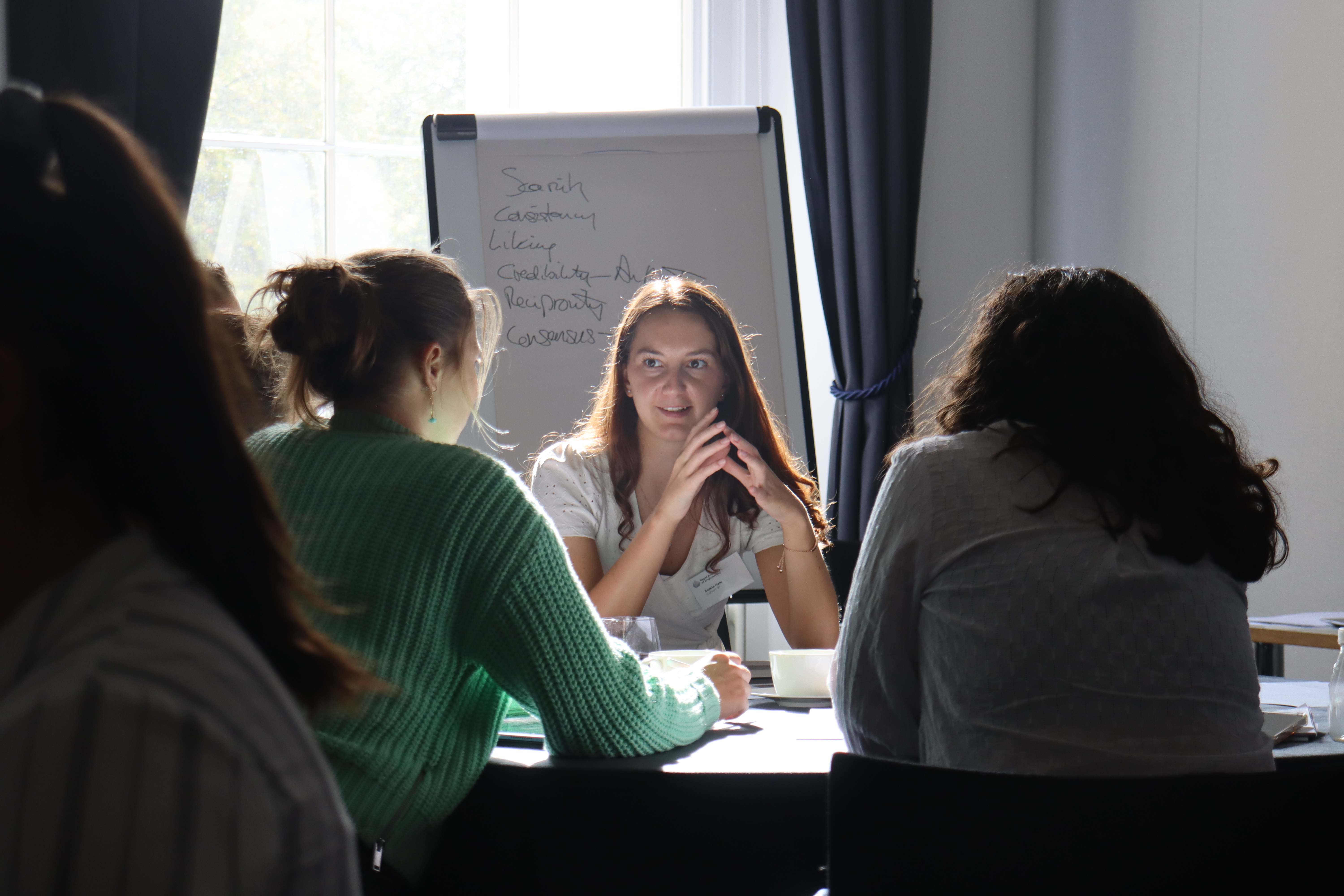 David Sainsbury leading a collaborative meeting with a flip chart at Prince Philip House.