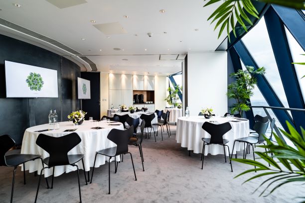 Exclusive hire Level 38 Searcys Gherkin, modern event space for corporate gatherings.
