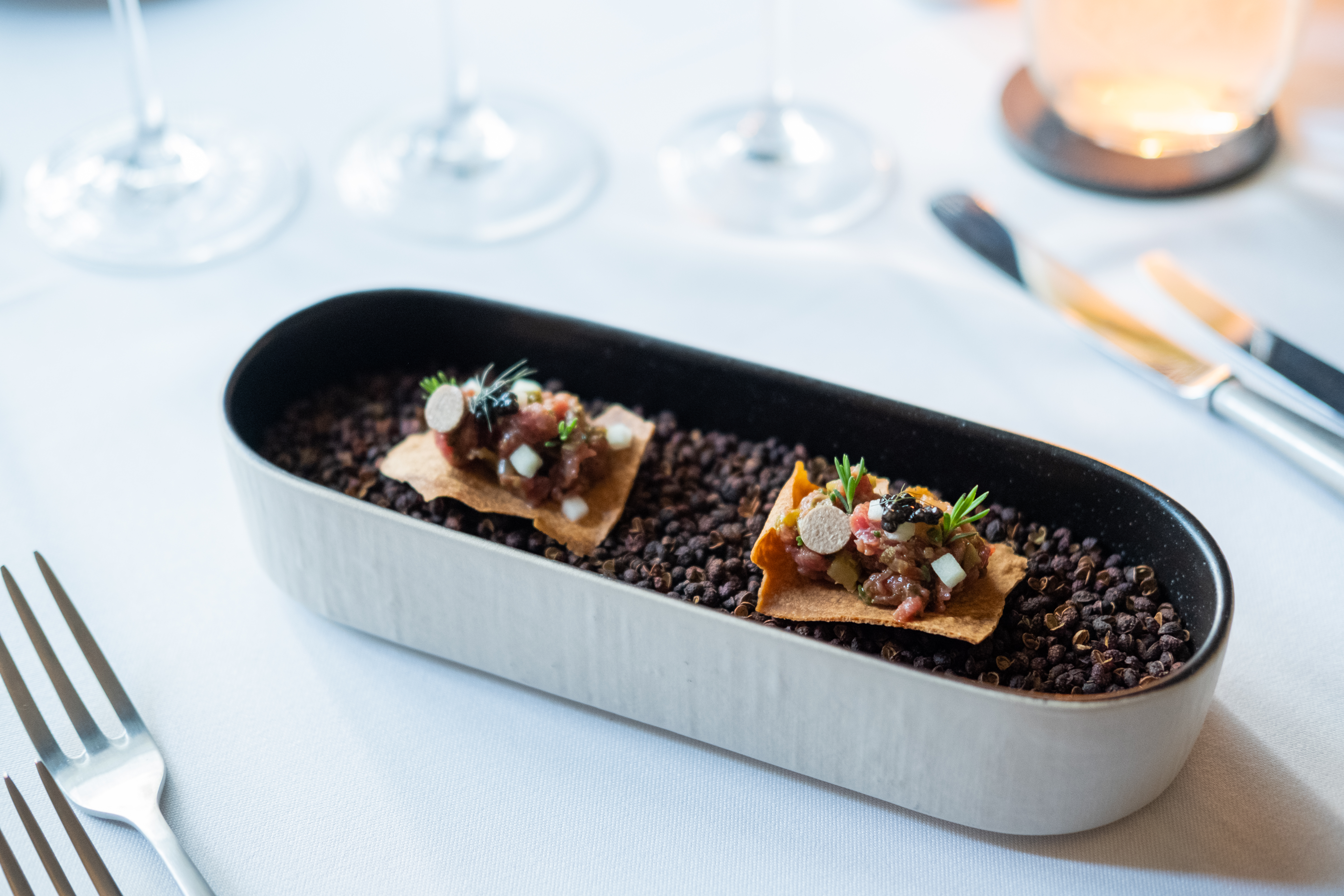 Elegant appetizer at The Hyde Restaurant, perfect for upscale events in London.
