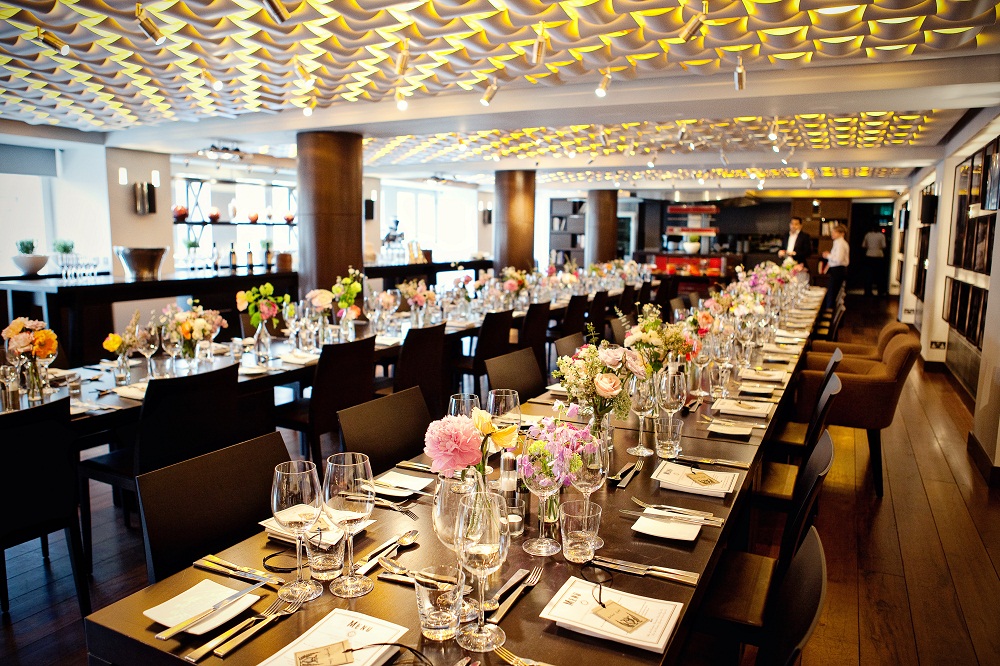Elegant dining setup at Andaz Studio, perfect for upscale events and corporate dinners.