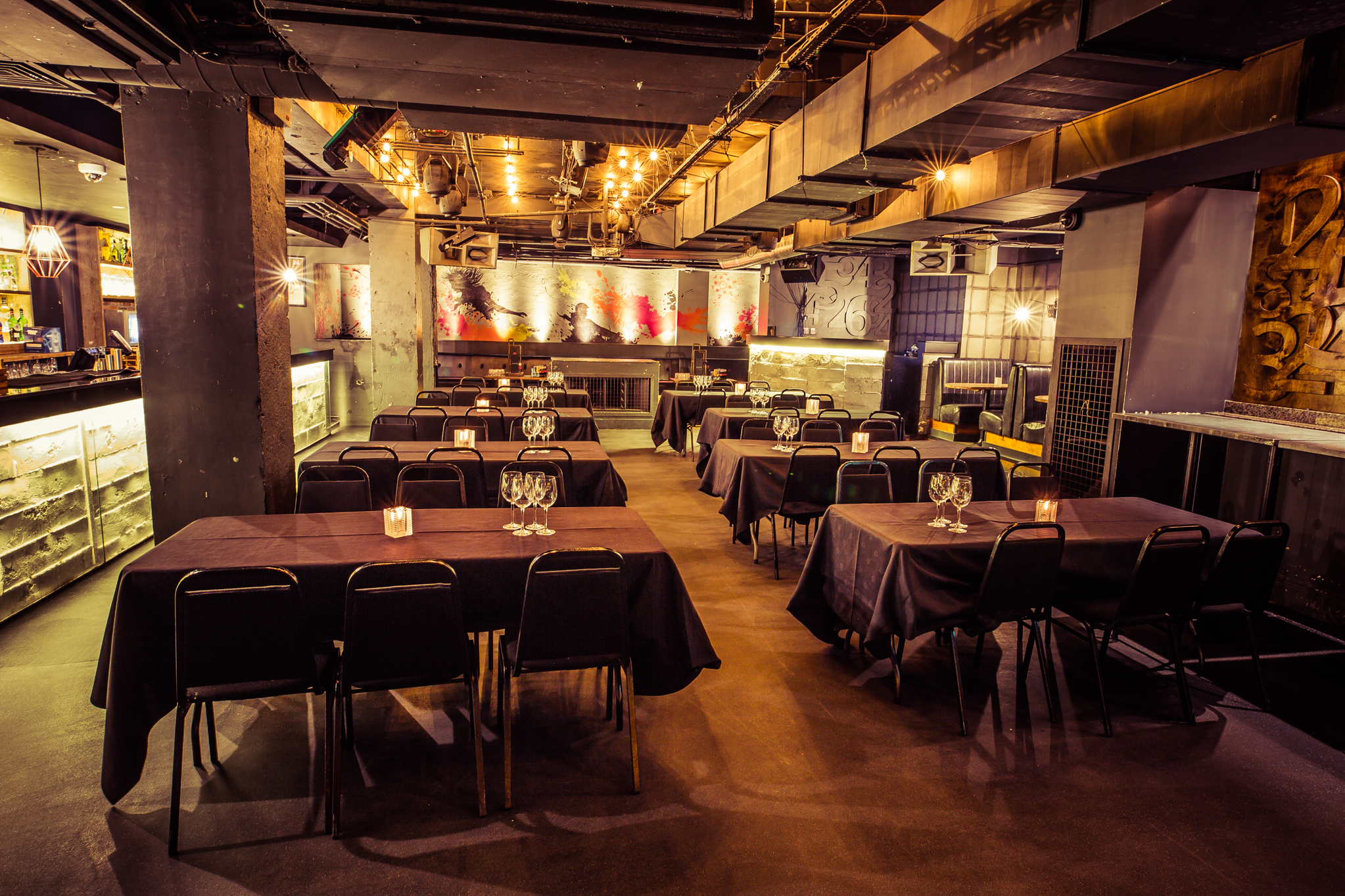 Industrial club bar stage corporate event