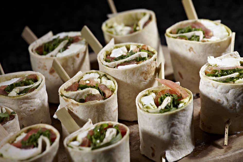 Wrap sandwiches in The Library at Chewton Glen Hotel, perfect for events and meetings.