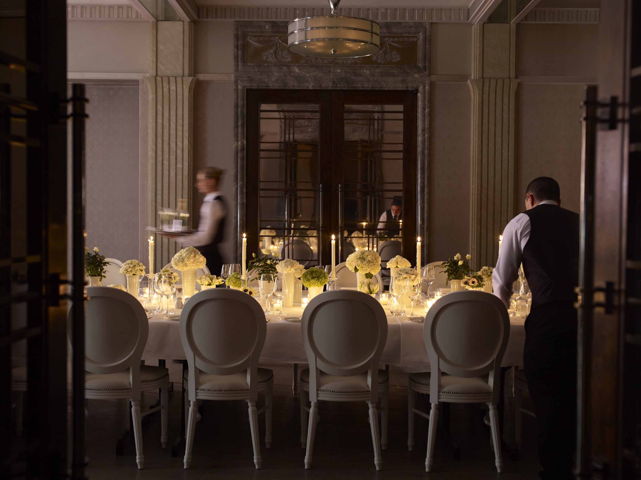 Elegant dining table in Mayfair Room, The Connaught for corporate events and upscale celebrations.