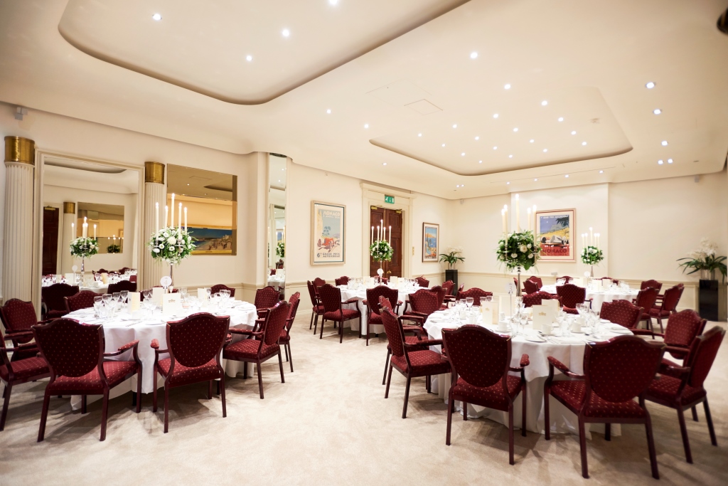 Elegant function room at Stoke Park for corporate events and upscale gatherings.