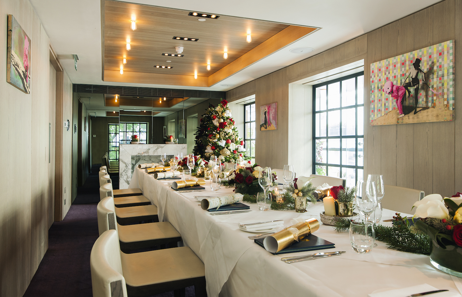 Elegant dining table setup for Christmas parties at The Hari, perfect for corporate events.