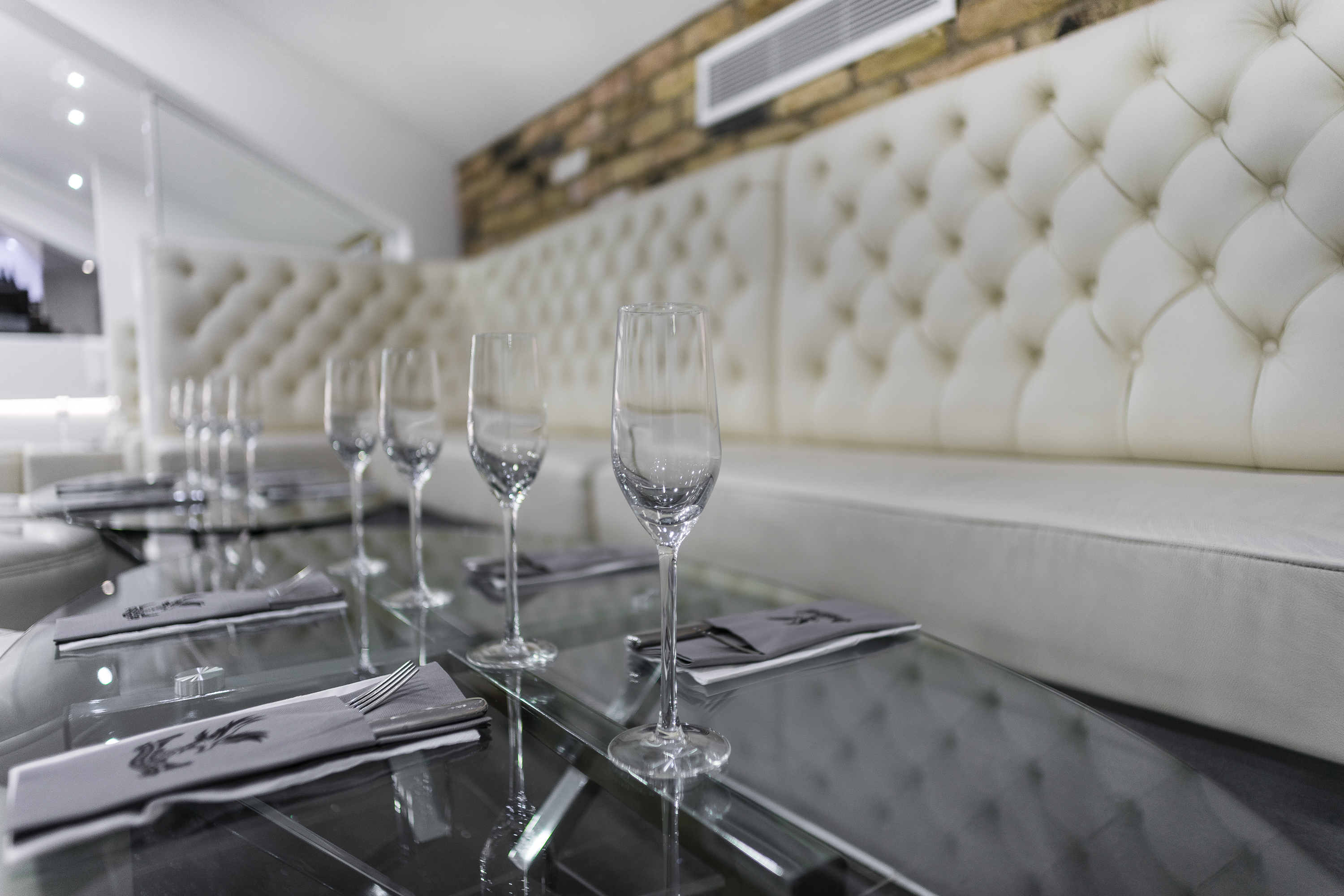 Elegant event setup with plush white seating at Selhurst Park, ideal for upscale gatherings.