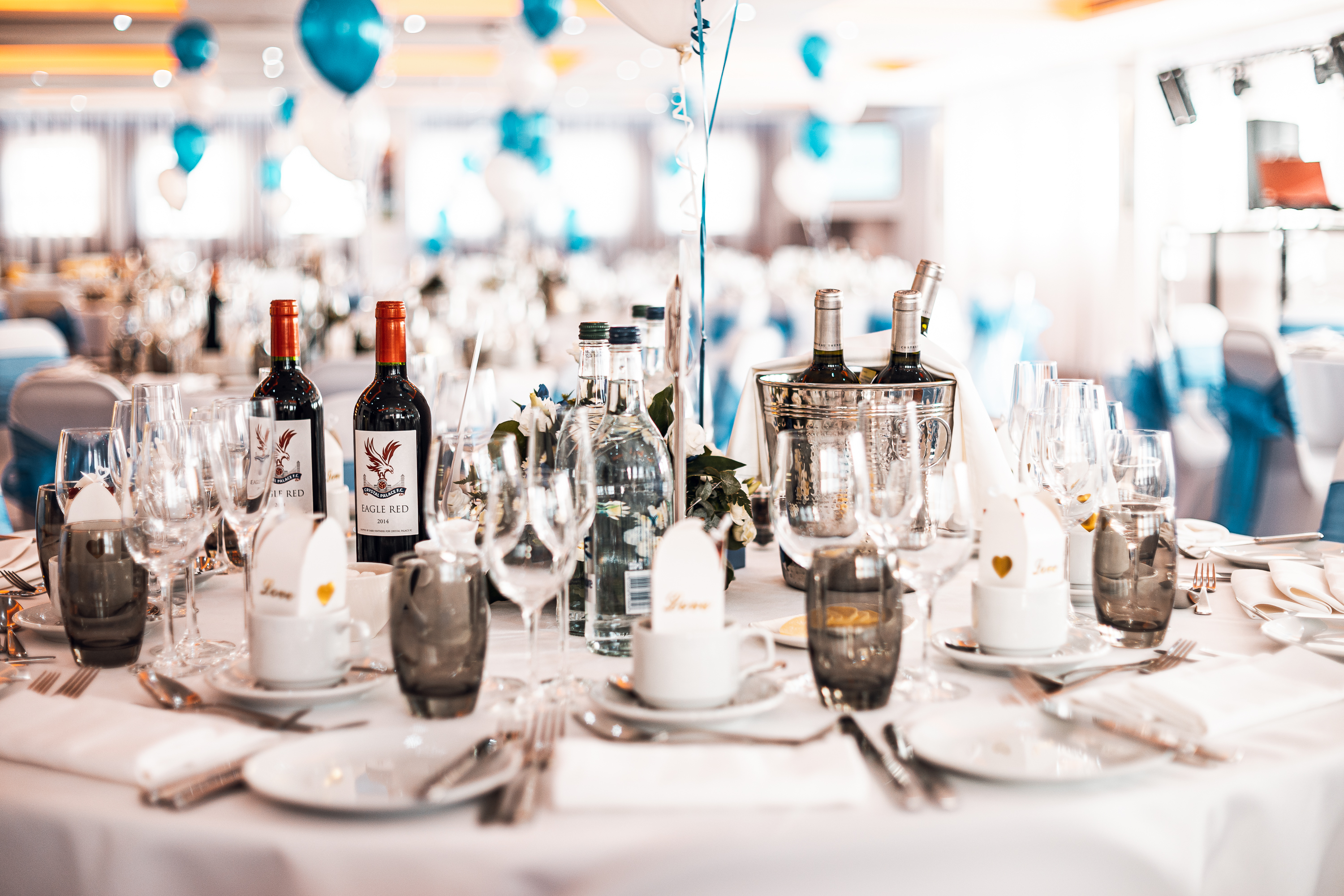 Elegant banquet table setup in Stanley Stephenson Lounge, perfect for weddings and corporate events.
