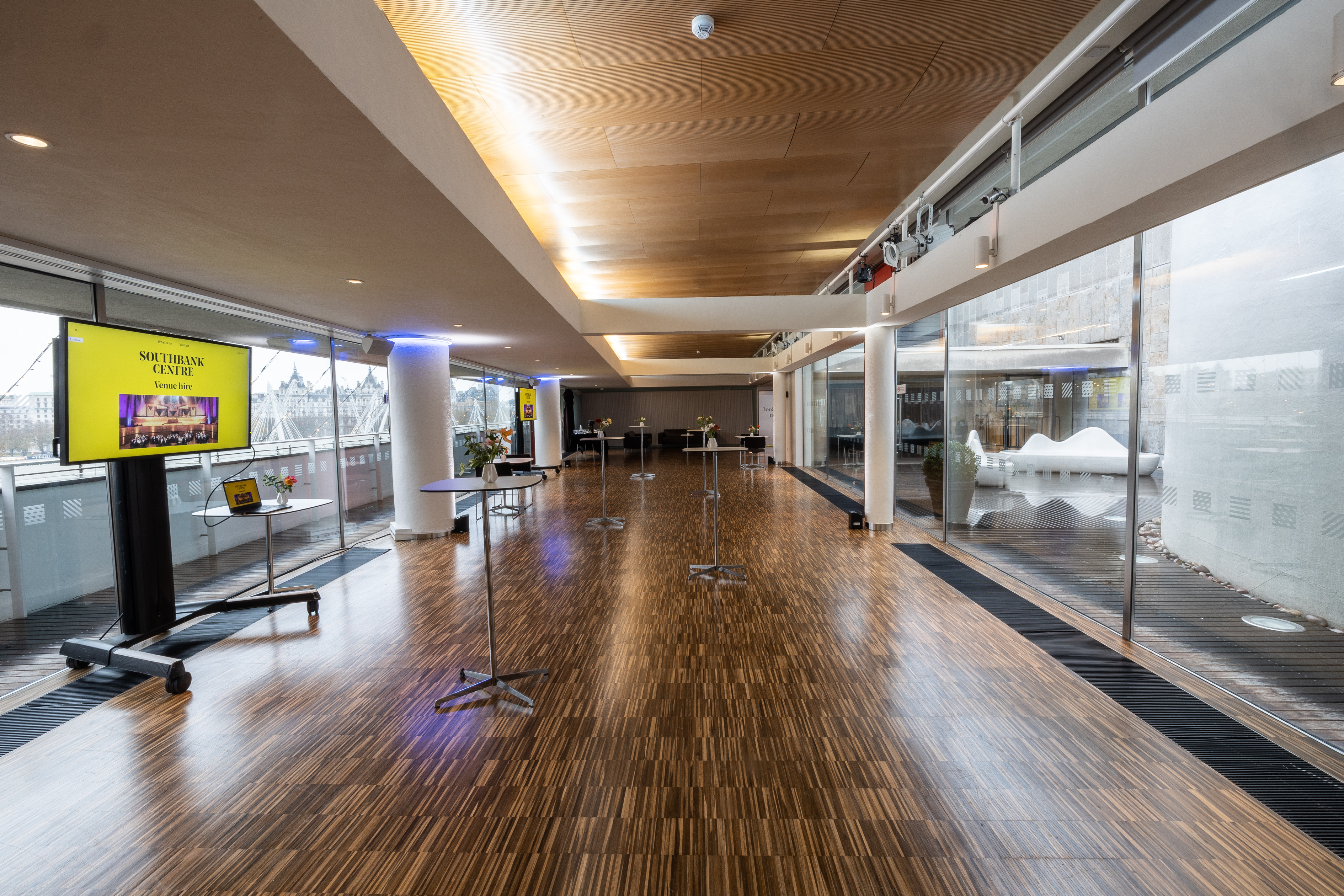 Weston Roof Pavilion: modern event venue with polished wood floors for conferences and receptions.