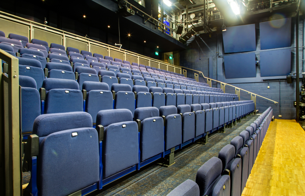 Lilian Baylis Studio auditorium with tiered seating for events and presentations.