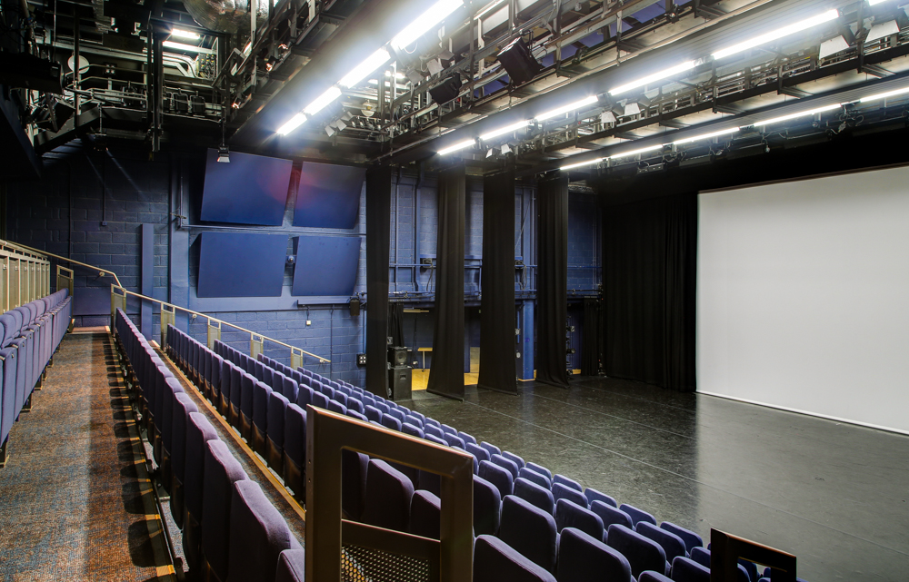 Lilian Baylis Studio event space with tiered seating for conferences and performances.