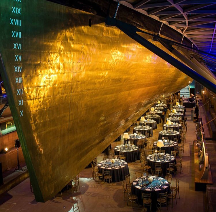 Elegant event space at The Dry Berth, Cutty Sark, ideal for gala dinners and gatherings.