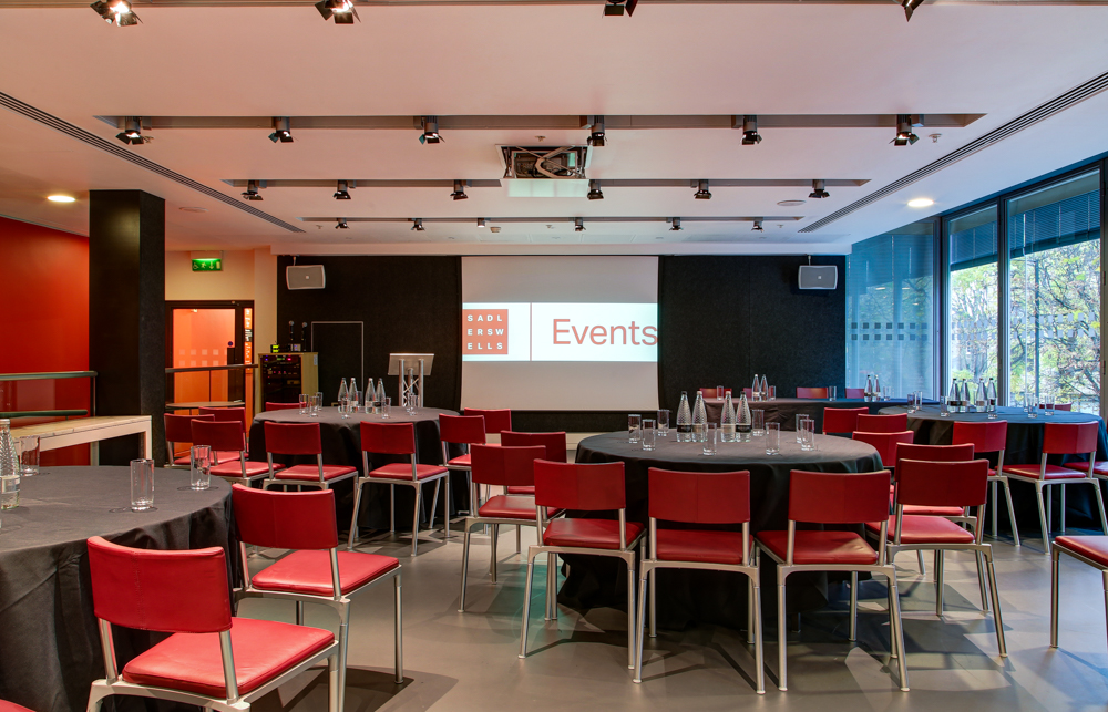 Dorfman Room at Sadler's Wells: modern meeting space for conferences and networking.