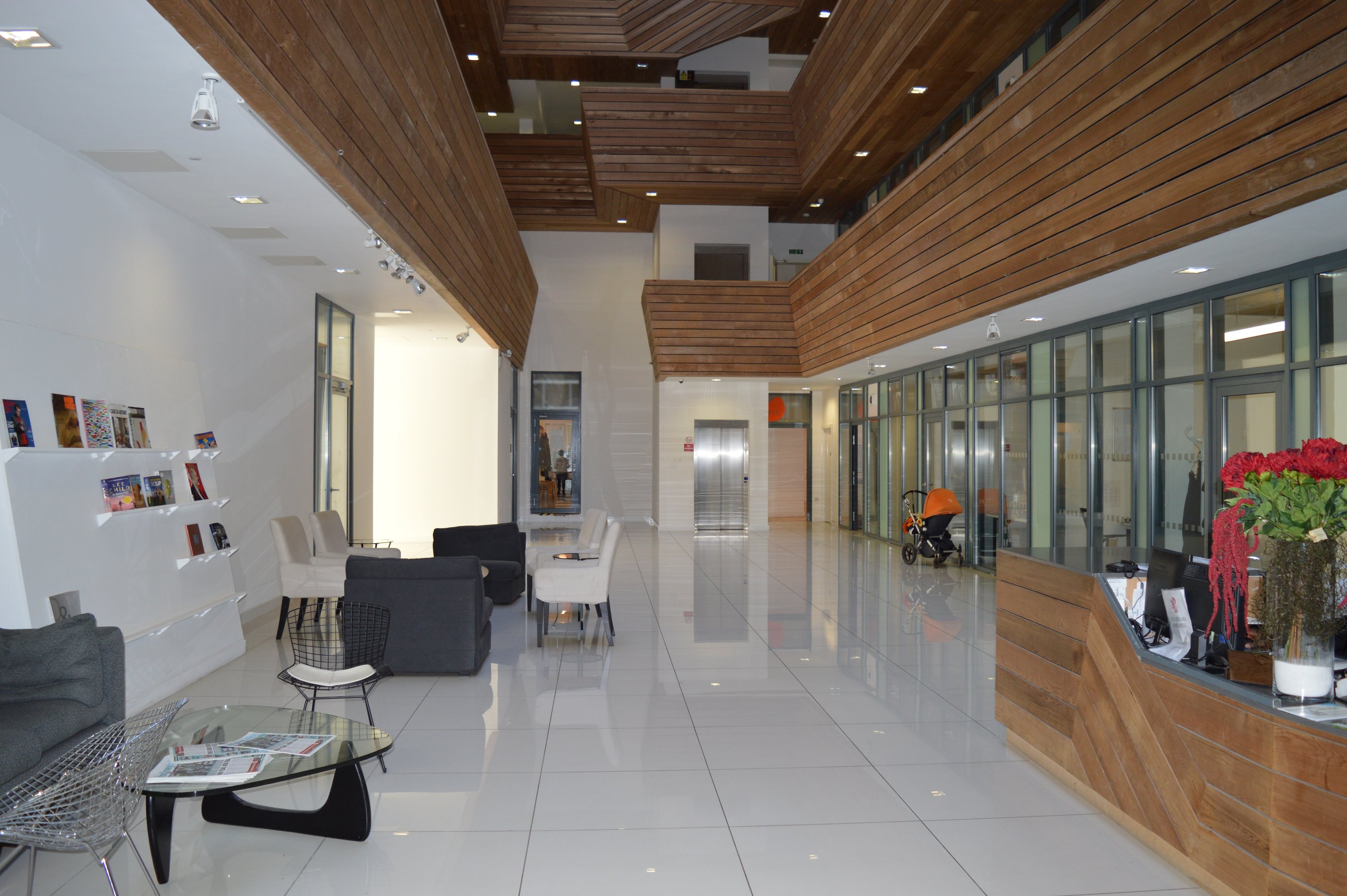 Modern Arthaus Atrium lobby with elegant decor, perfect for networking events.