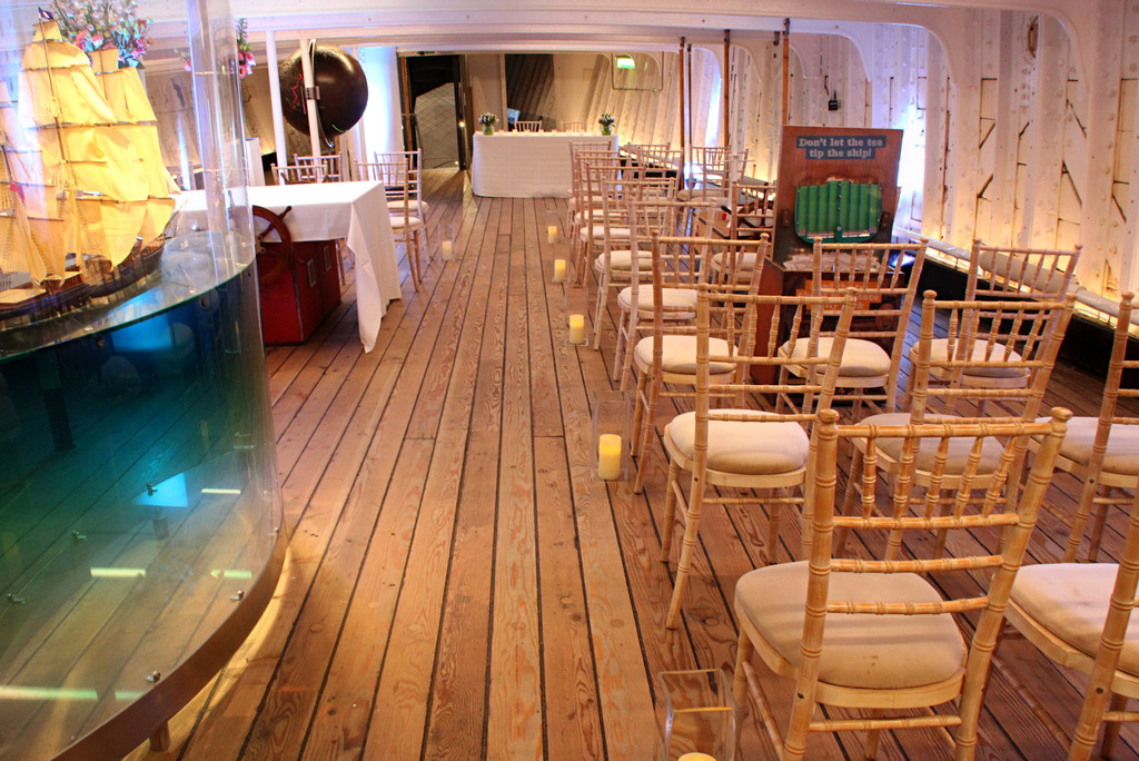 Tween Deck on Cutty Sark: elegant chiavari chairs for intimate corporate events.