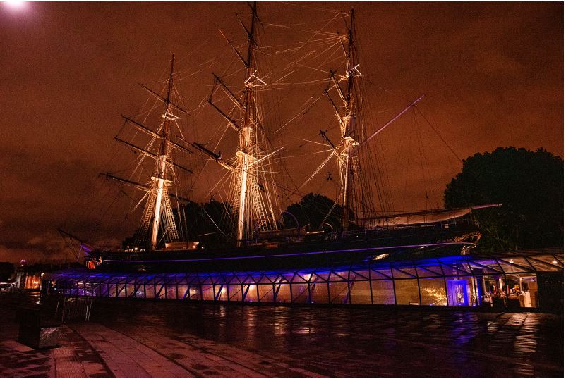 Tall ship at The Weather Deck, Cutty Sark, ideal for corporate events and celebrations.