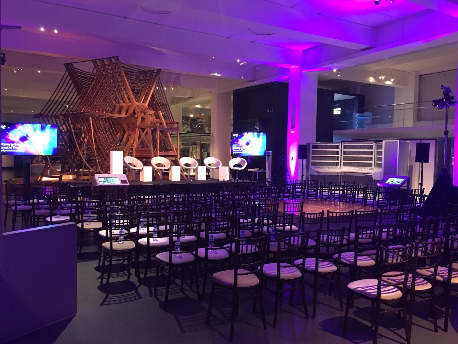 Information Age event space with modern decor, ideal for presentations and discussions.