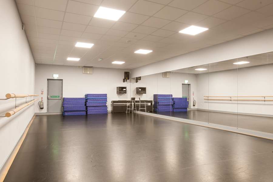 Versatile dance studio with mirrored walls for events and workshops at Adagio School of Dance.
