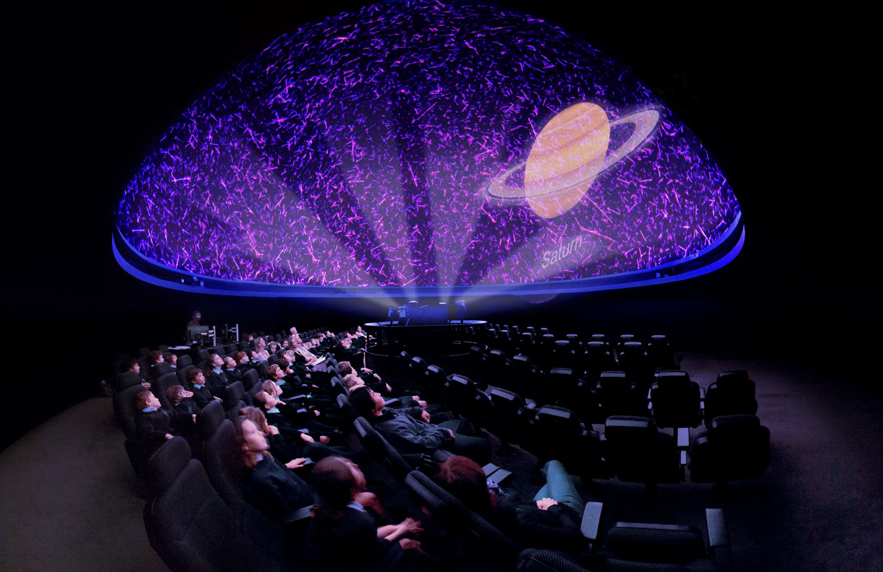 Whole Venue at Peter Harrison Planetarium with curved dome for immersive events and presentations.