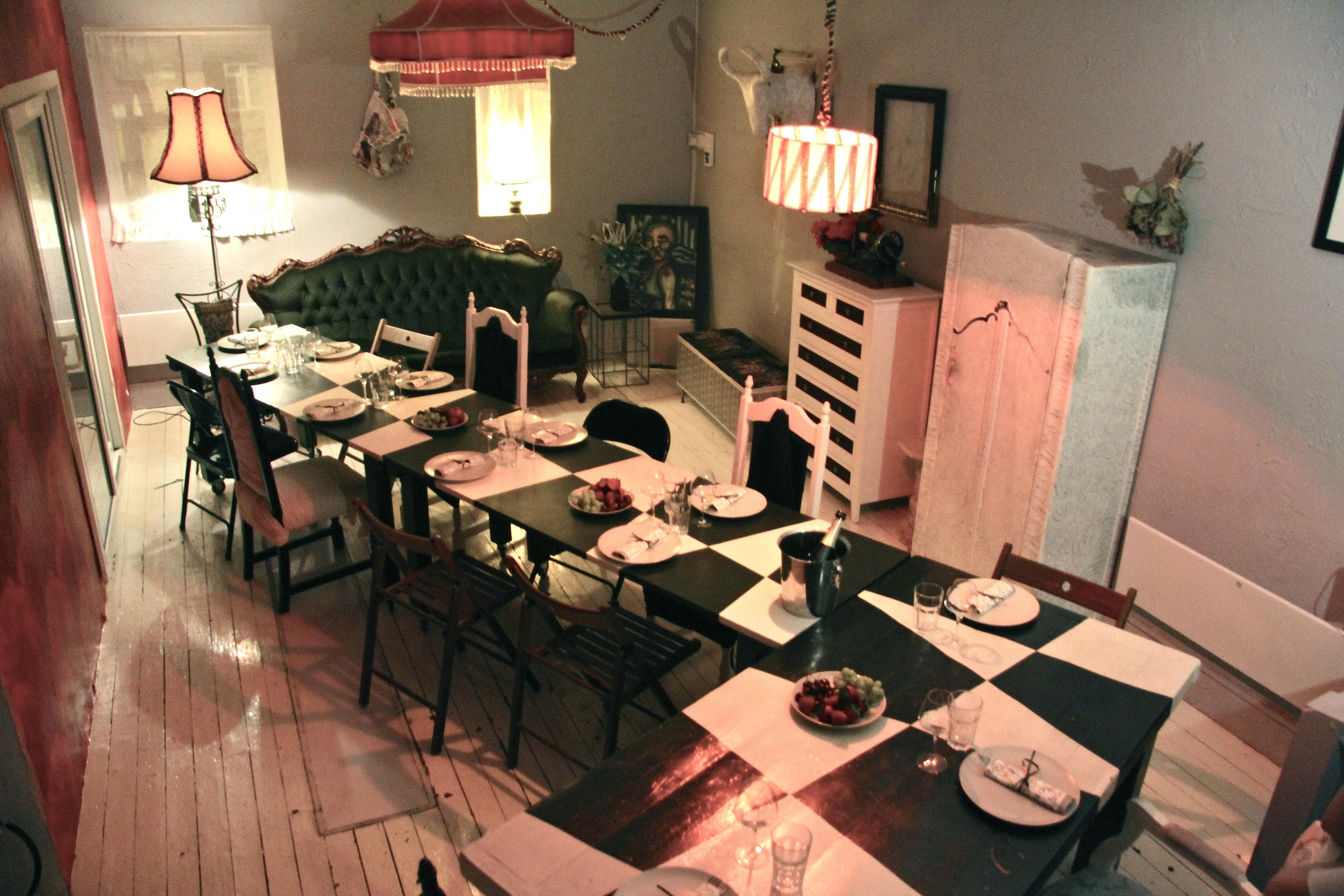 Cozy dining setup in Dalston Popup Loft, ideal for intimate gatherings and events.