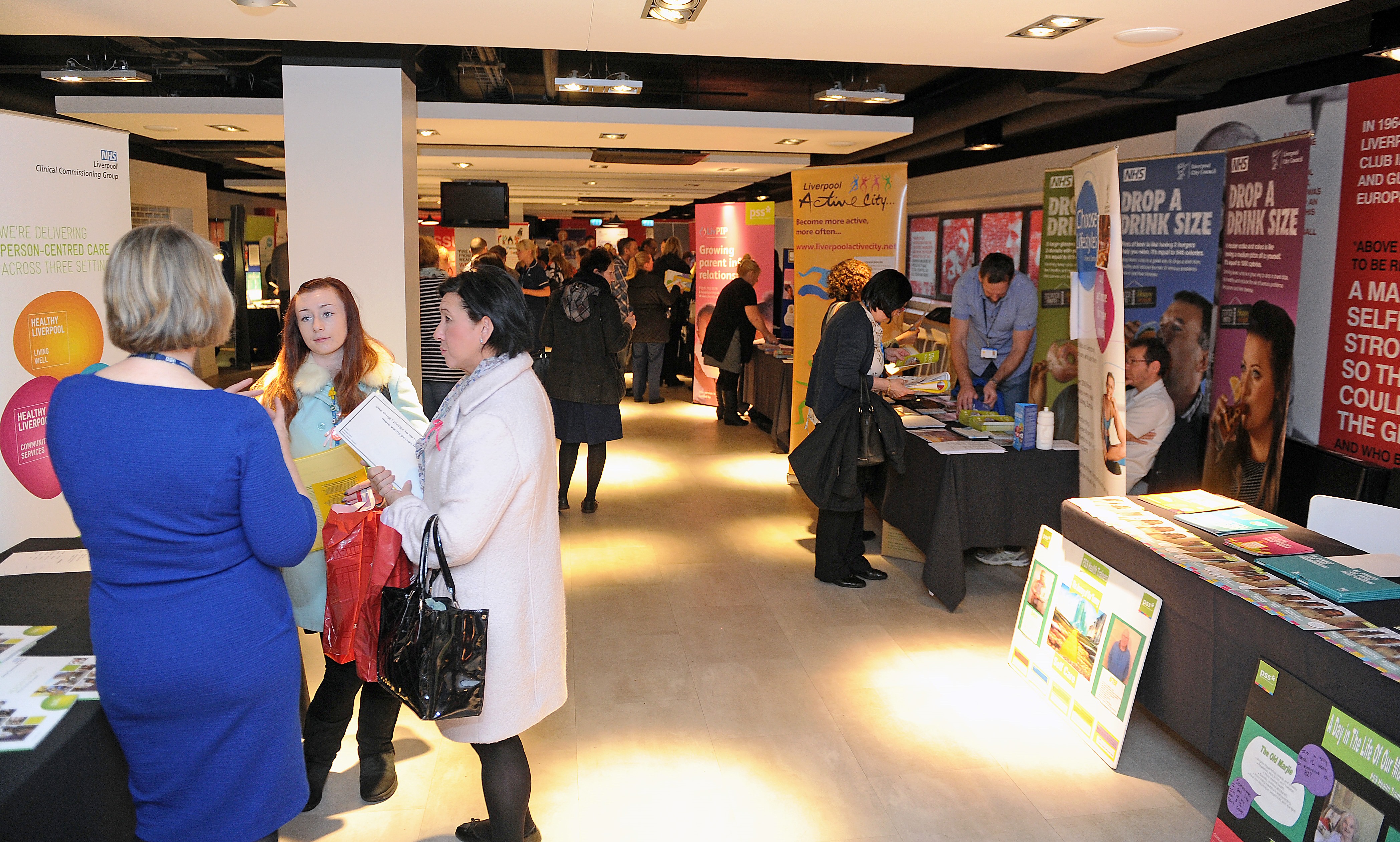 Shanks Lounge at Liverpool FC, vibrant event space for networking and exhibitions.