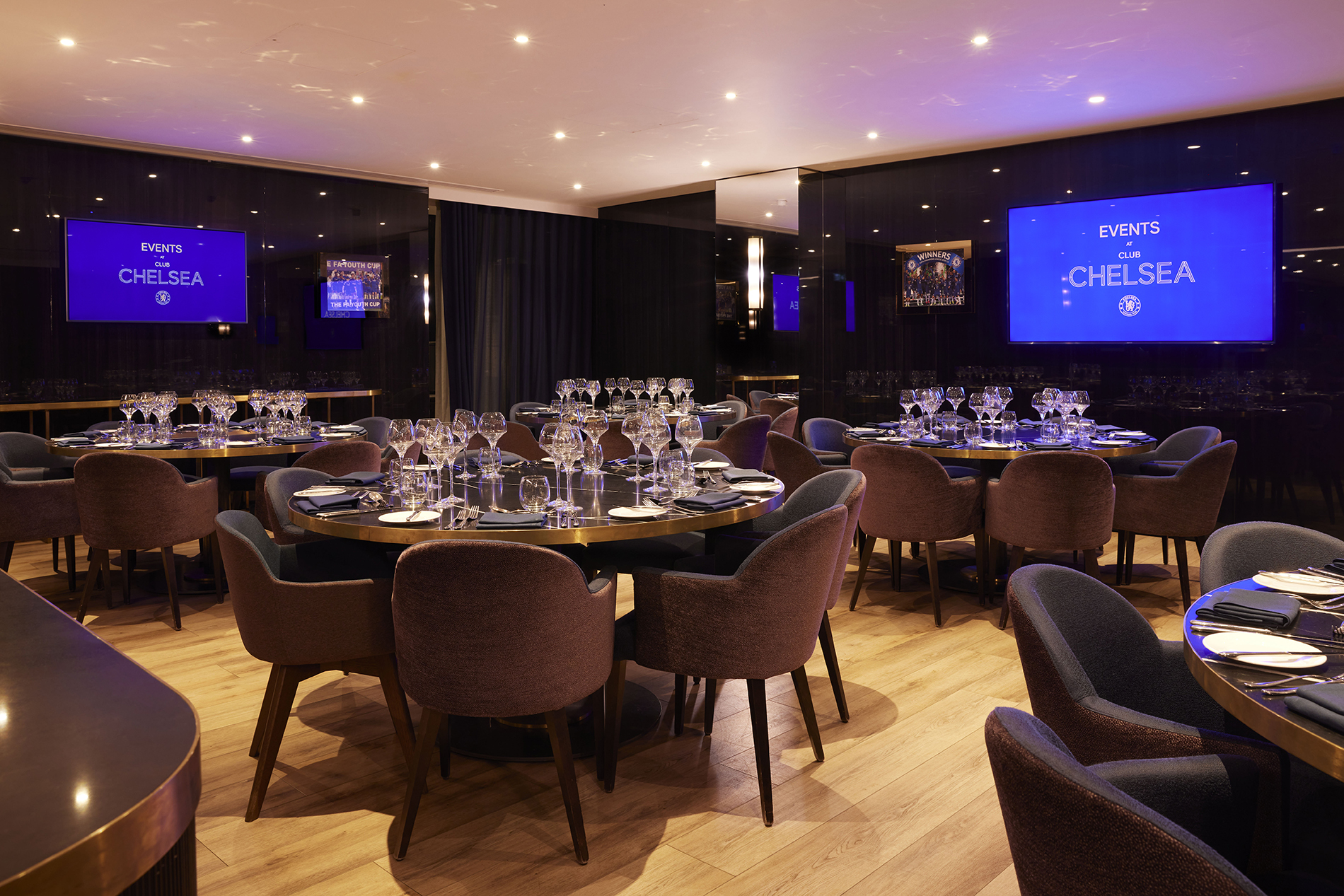 Elegant Directors Lounge at Chelsea FC, perfect for corporate events and celebrations.