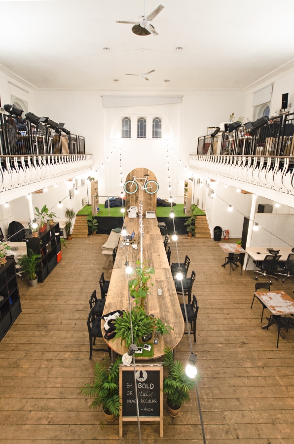 Versatile event space at 32 Cubitt Street, ideal for networking and meetings.
