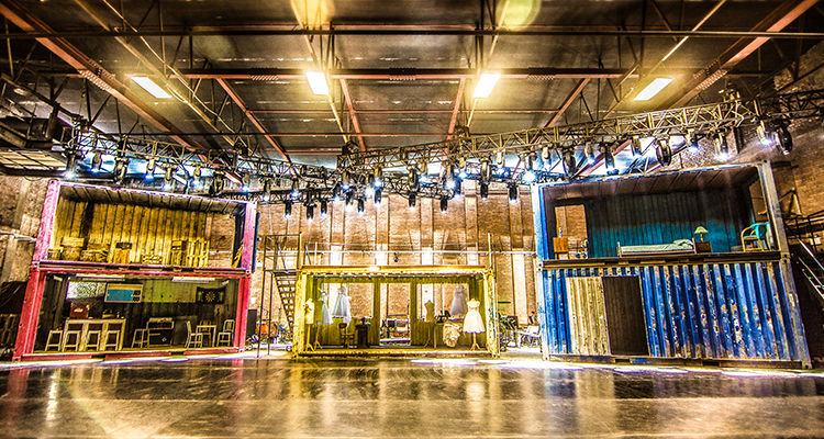 Cotton Sheds event space with colorful containers, ideal for corporate and creative events.