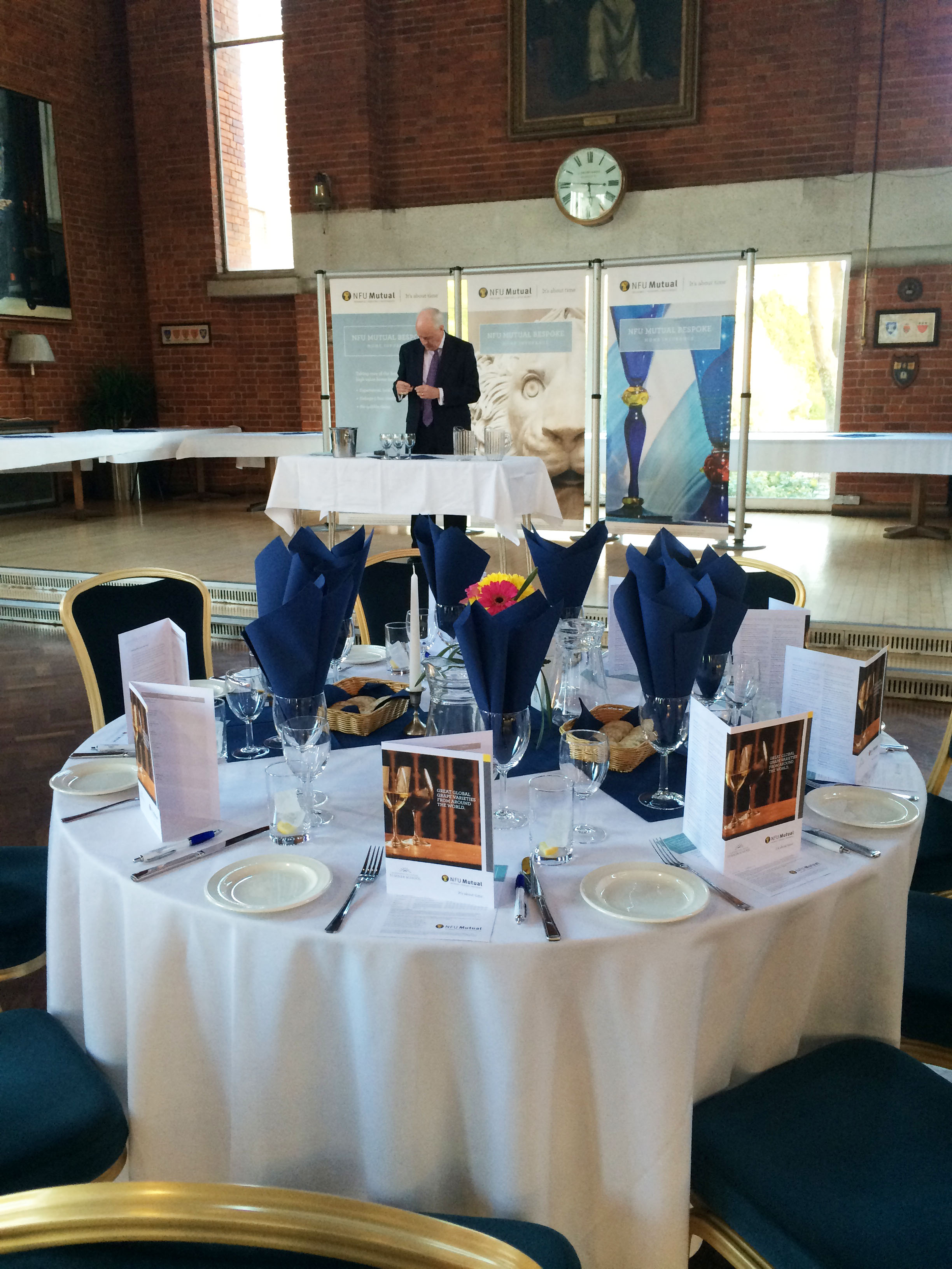 Norwood Hall event space with elegant dining setup for professional networking or celebration.