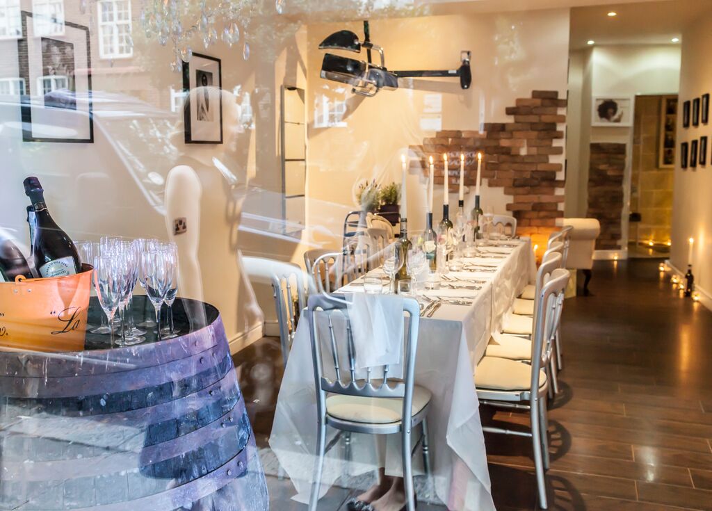 Elegant dining table setup in Le Petit Salon for upscale events and celebrations.