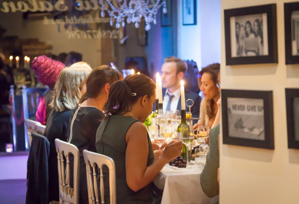 Elegant dinner setting in Le Petit Salon for networking and celebratory events.