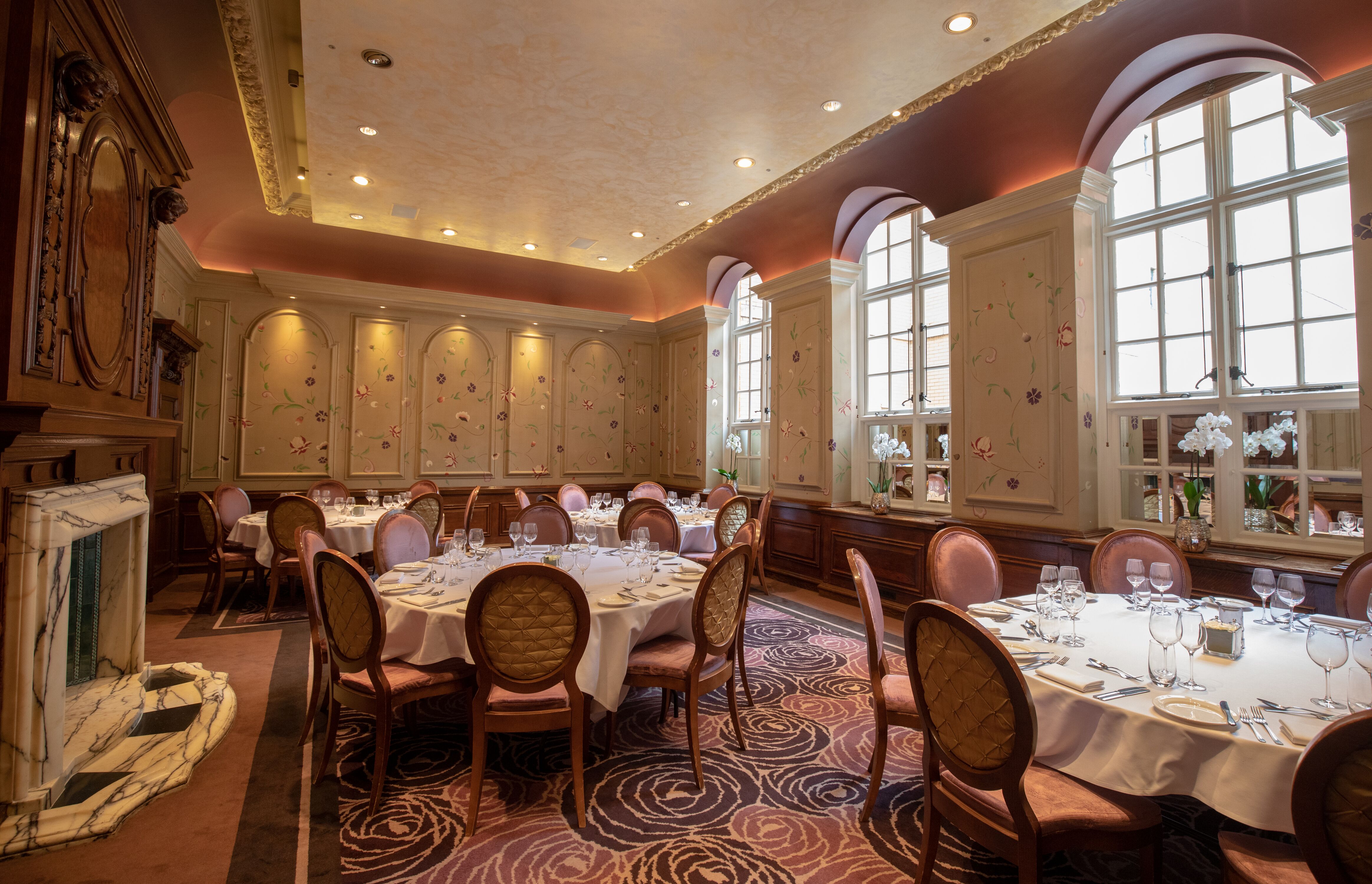 Elegant dining room at The Roseate, Reading for upscale events and intimate gatherings.