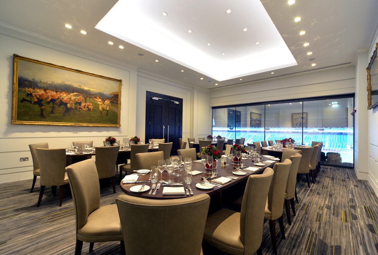 Presidents' Suite at Allianz Stadium, elegant dining space for intimate events and meetings.