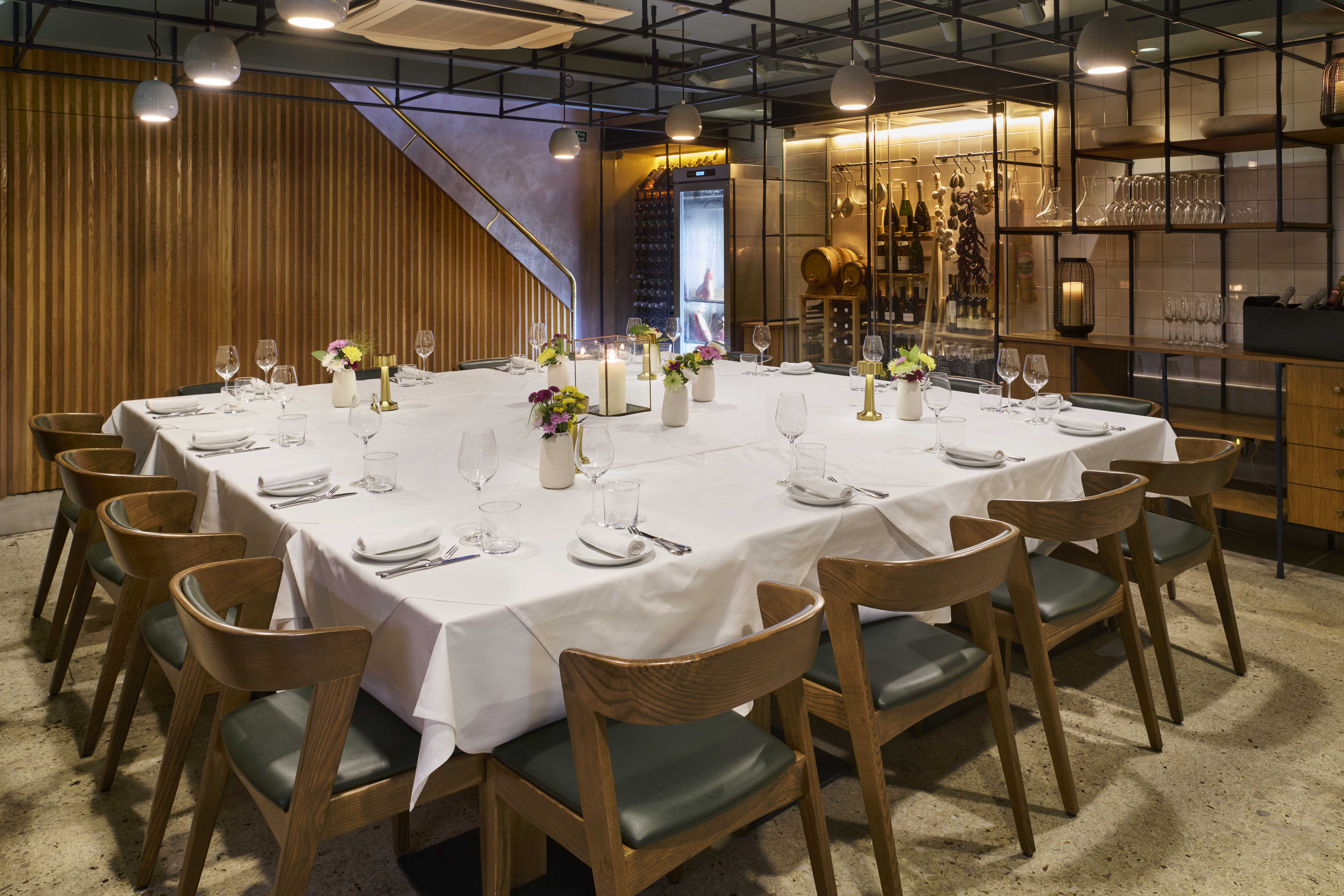 Elegant dining room at OPSO, ideal for corporate events and private celebrations.