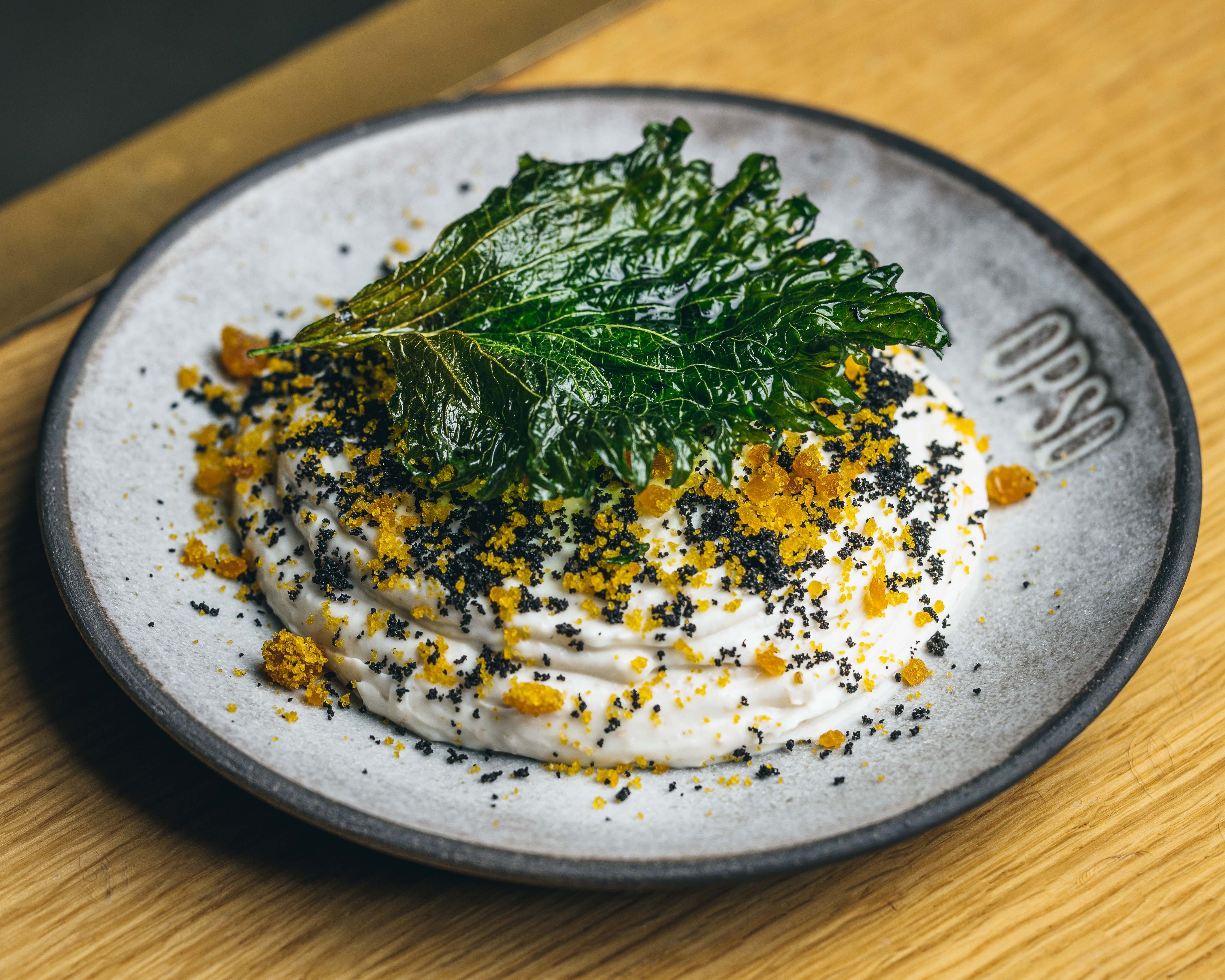 "Elegant plated dish in OPSO's Main Dining Room for memorable events and catering."