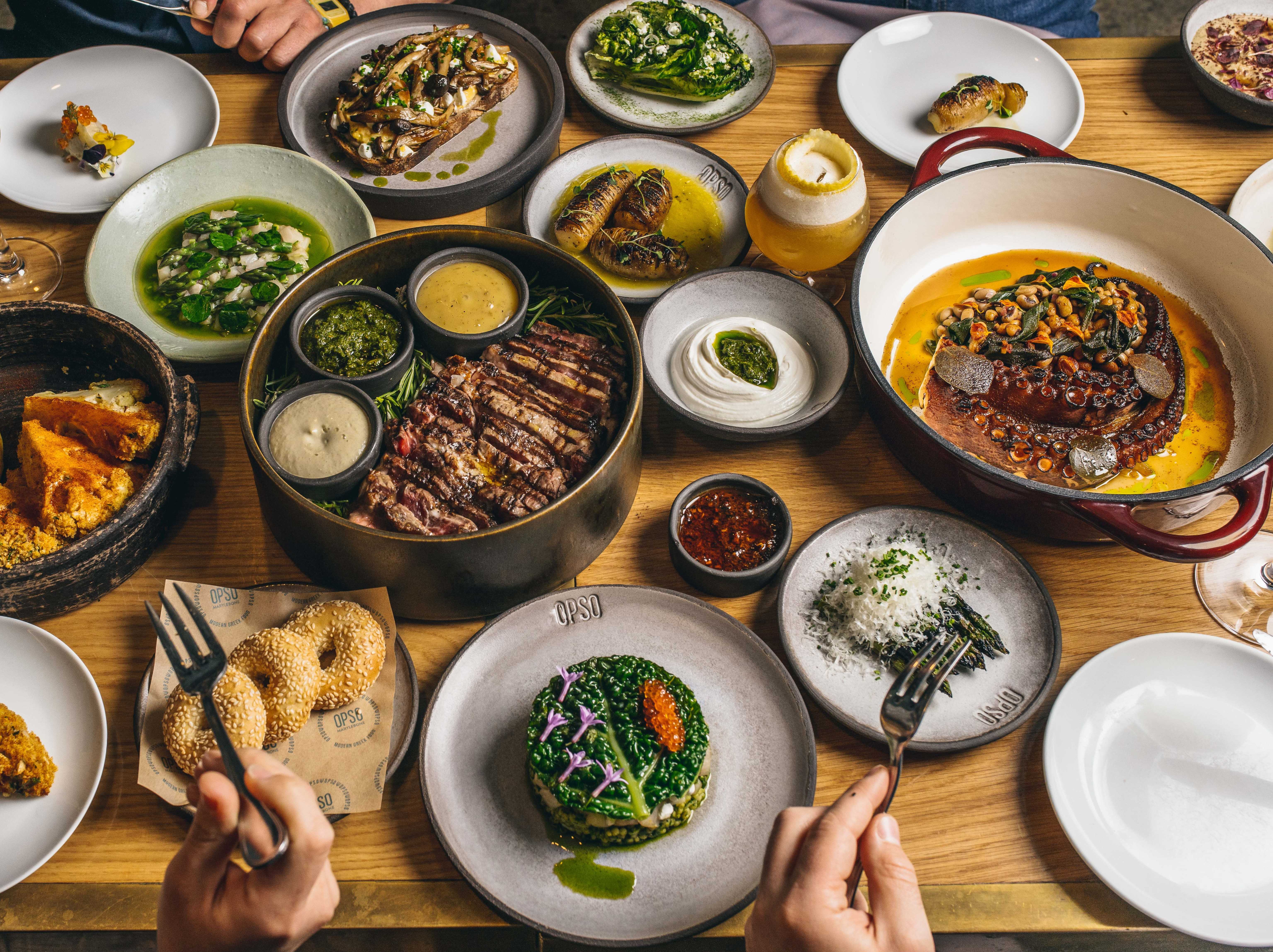 Vibrant gourmet dishes in OPSO's Main Dining Room for upscale events and gatherings.