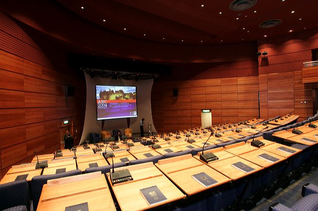 Fintry Auditorium with tiered seating, ideal for corporate seminars and conferences.