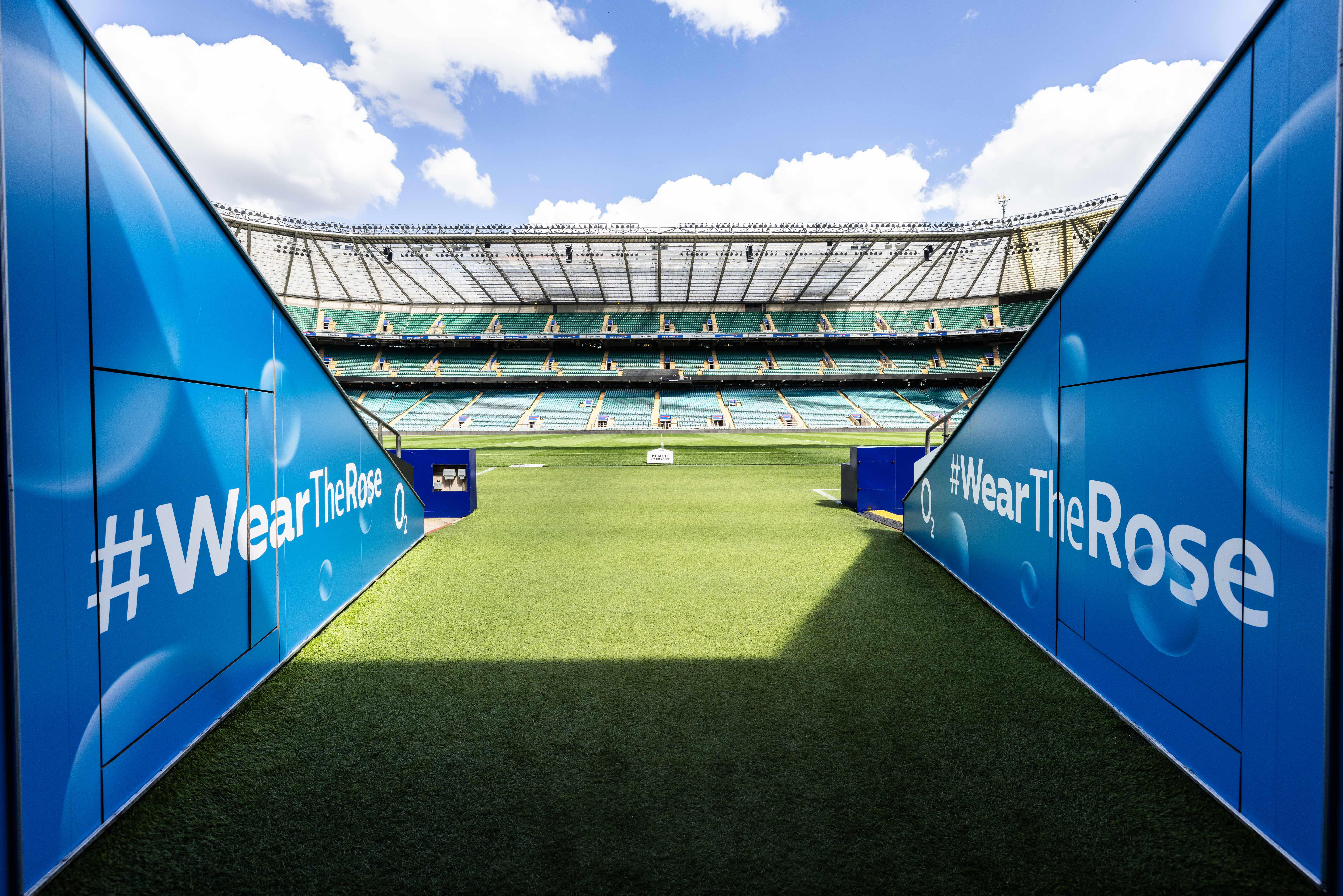 Allianz Stadium entrance with vibrant branding, ideal for sporting events and gatherings.
