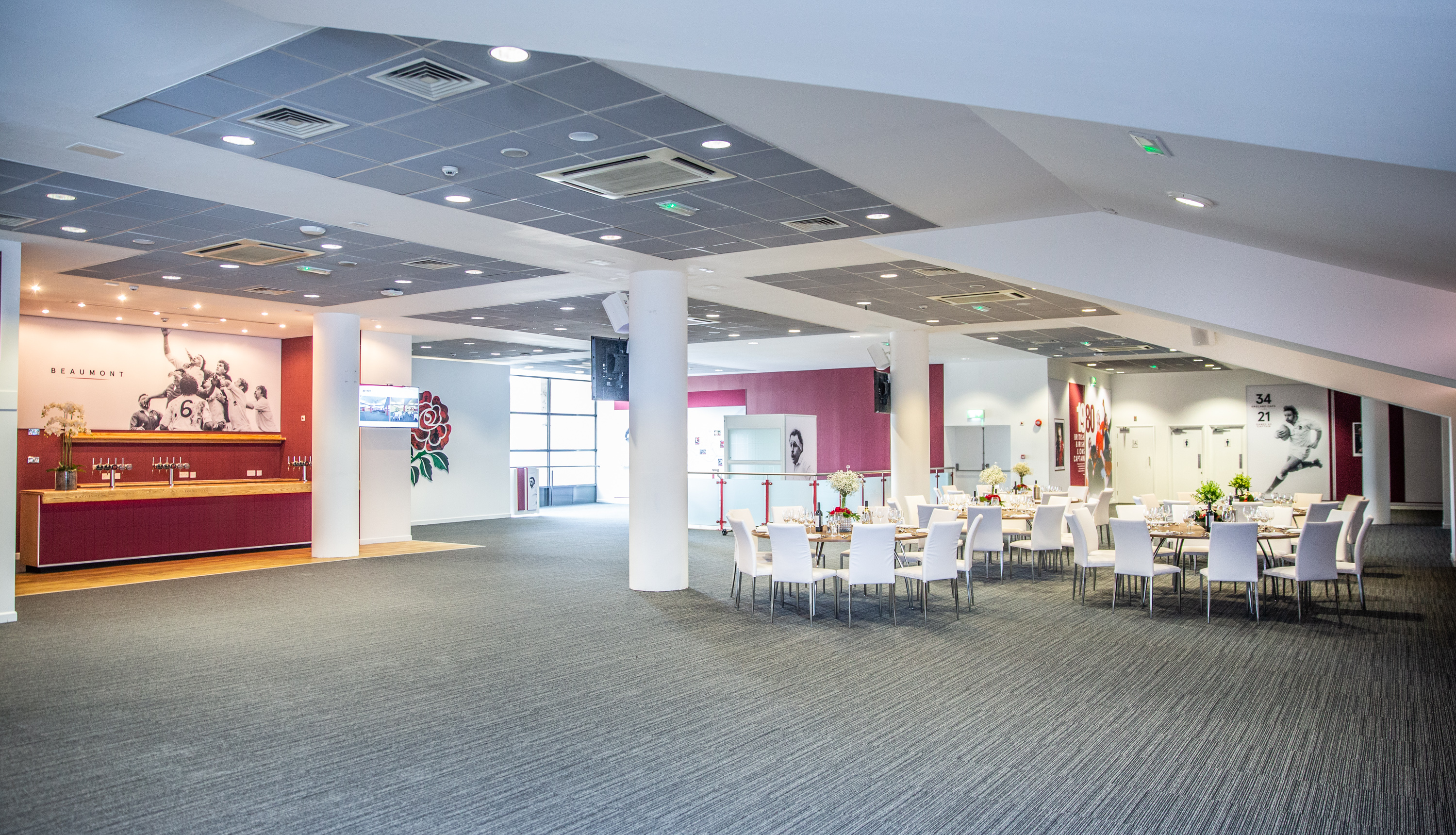 Versatile event space at Allianz Stadium, Twickenham with natural light for meetings and gatherings.