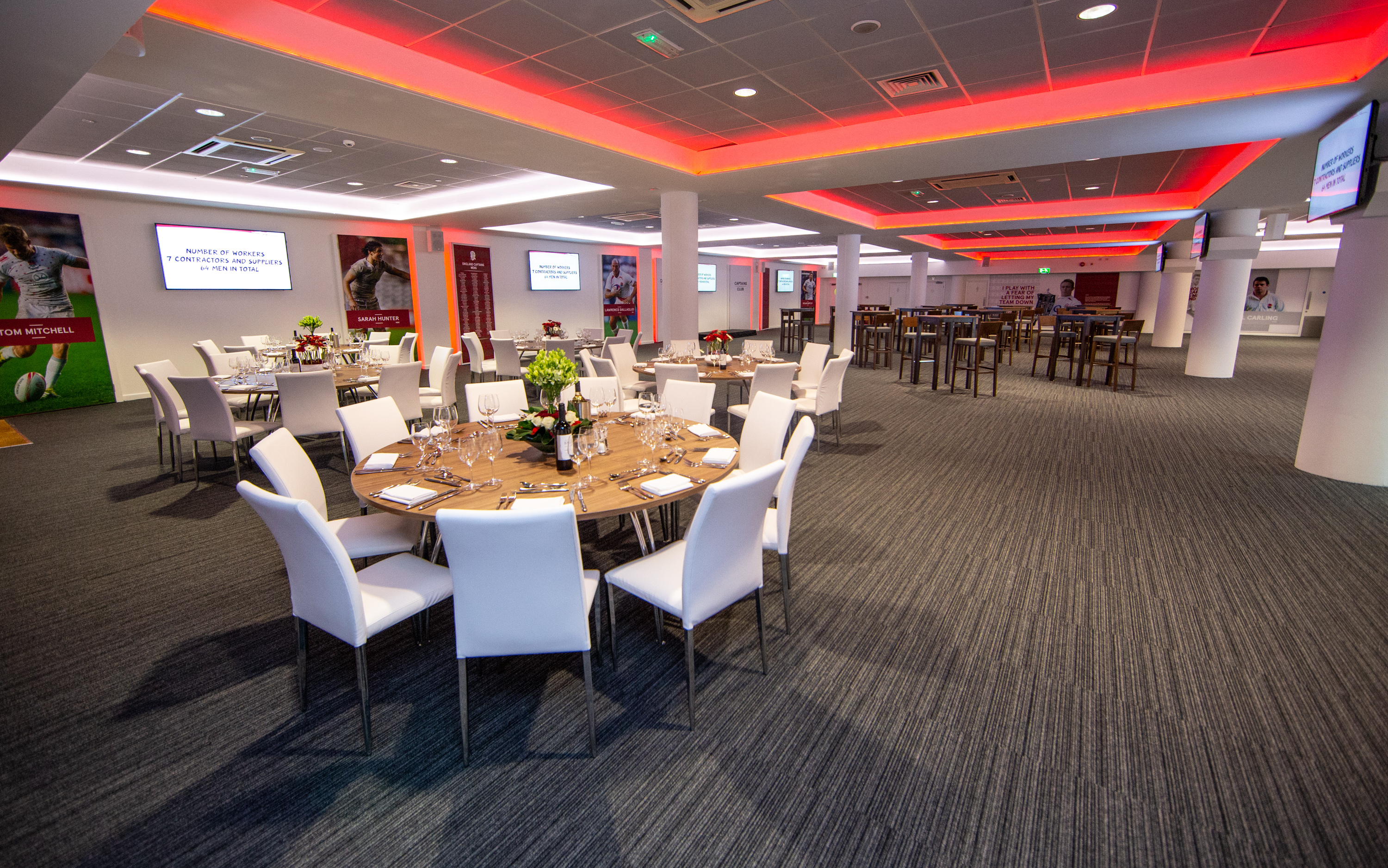 Modern event space at Captains Club, Allianz Stadium, ideal for corporate meetings and social events.