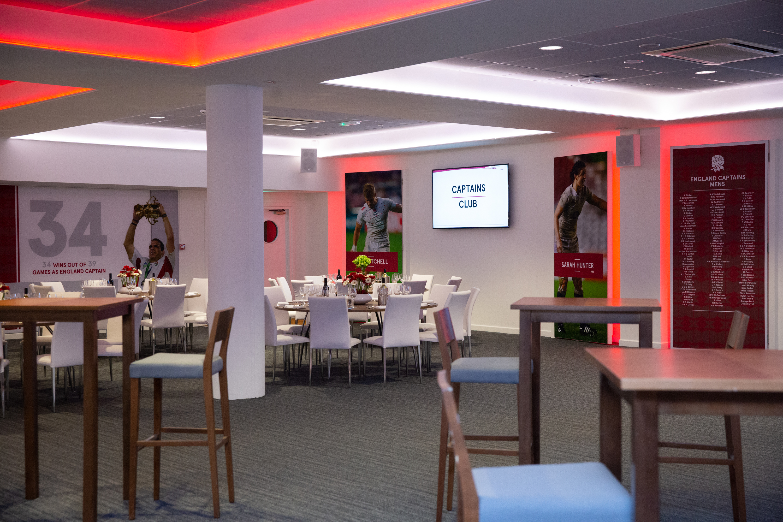 Modern Captains Club at Allianz Stadium, Twickenham for corporate events and gatherings.