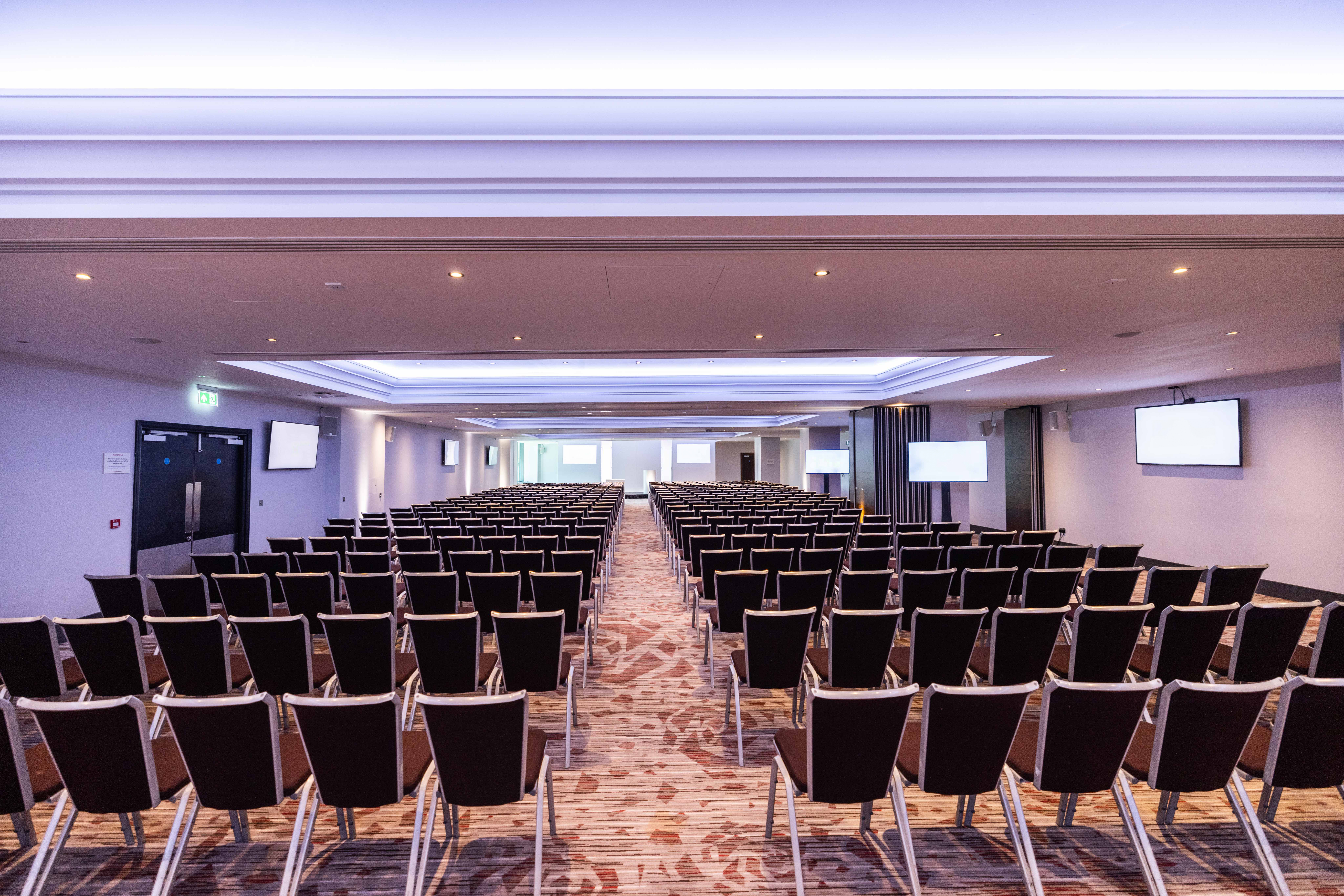 Elgar Suite conference room at Allianz Stadium, Twickenham, set for seminars and workshops.